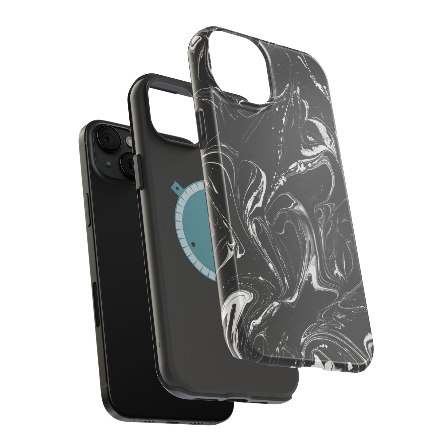 Grey & White liquid paint pattern MagSafe Tough Case