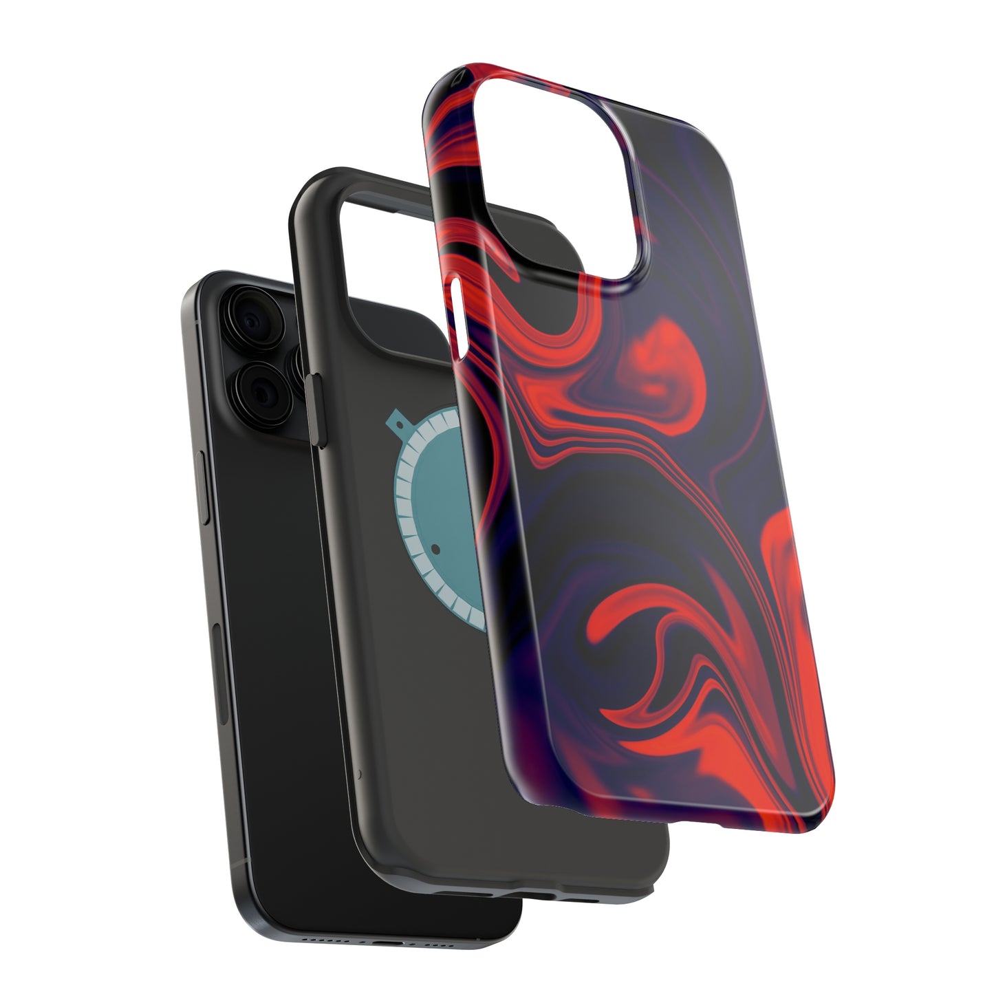 Orange & Navy blue liquid marble pattern MagSafe Tough Case
