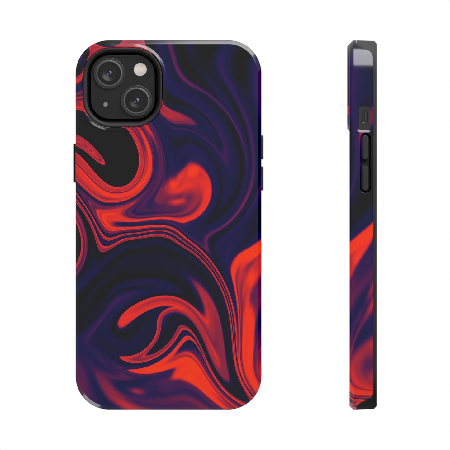 Orange & Navy blue liquid marble pattern Tough Case