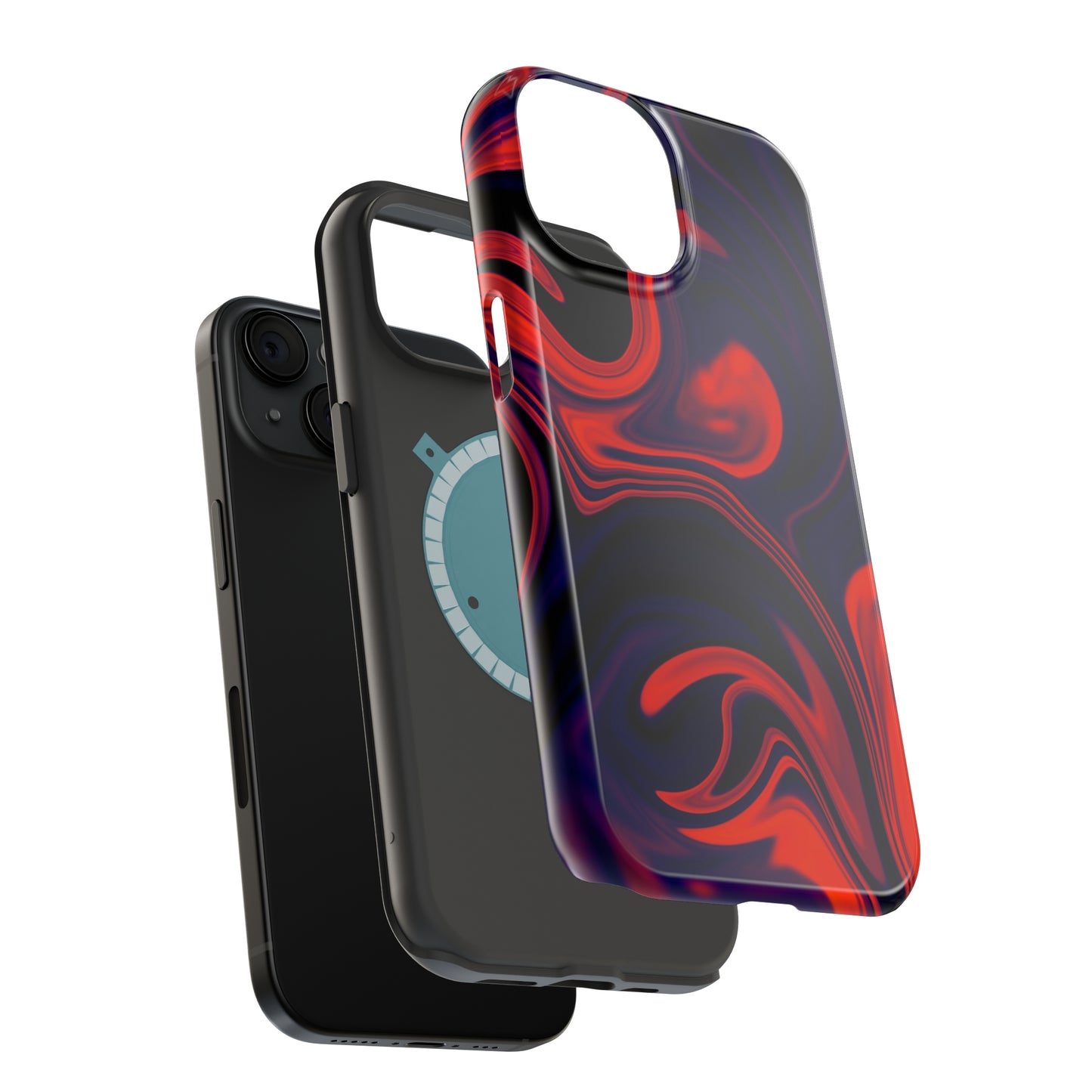 Orange & Navy blue liquid marble pattern MagSafe Tough Case