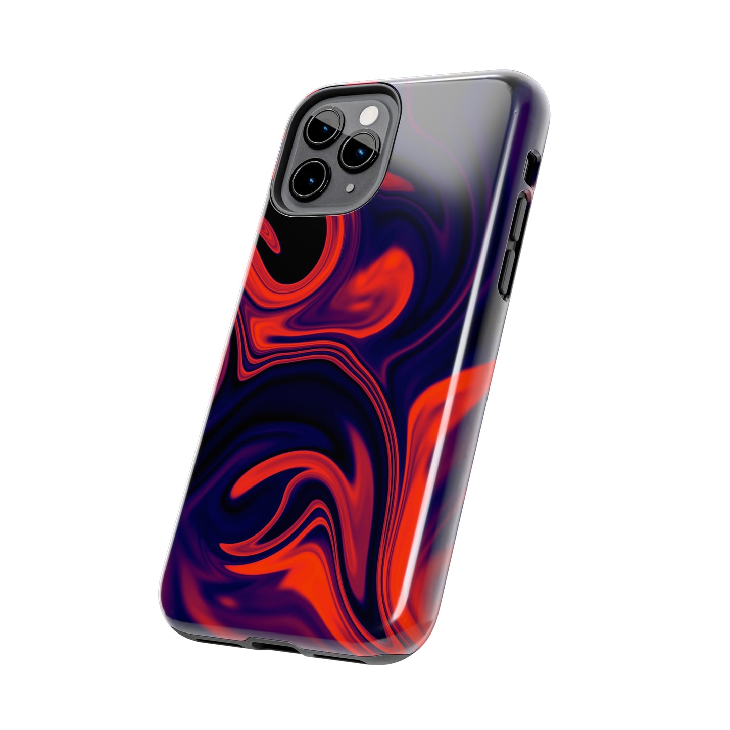 Orange & Navy blue liquid marble pattern Tough Case