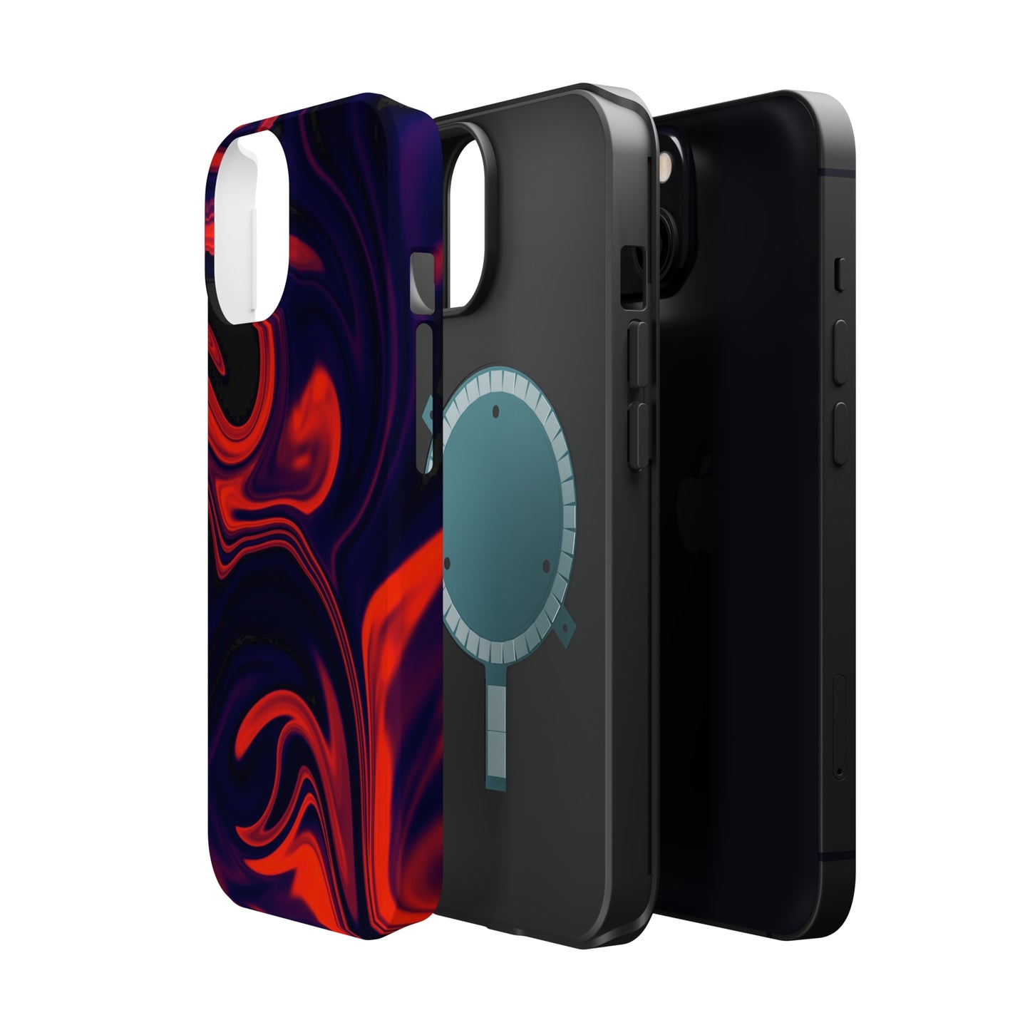 Orange & Navy blue liquid marble pattern MagSafe Tough Case