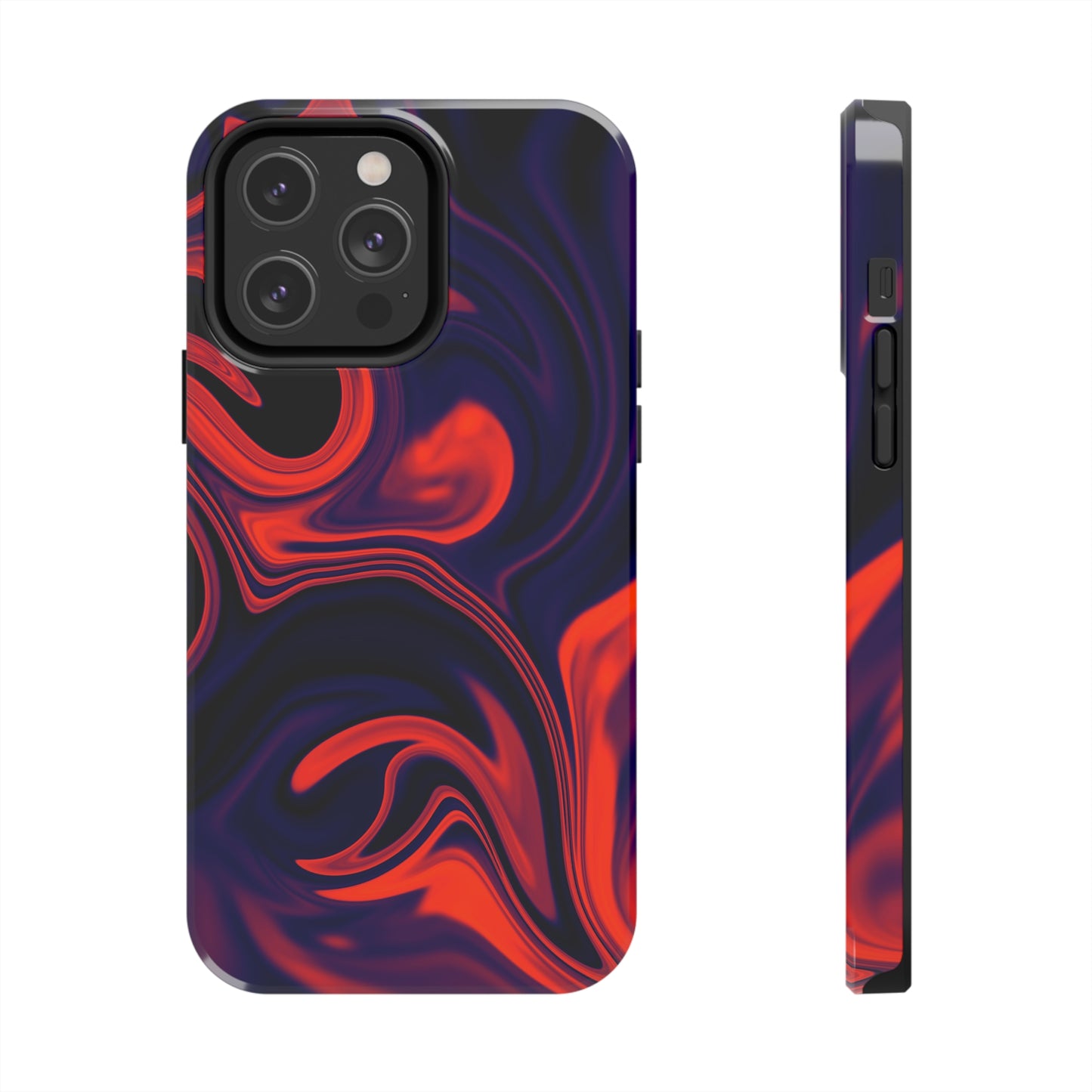 Orange & Navy blue liquid marble pattern Tough Case