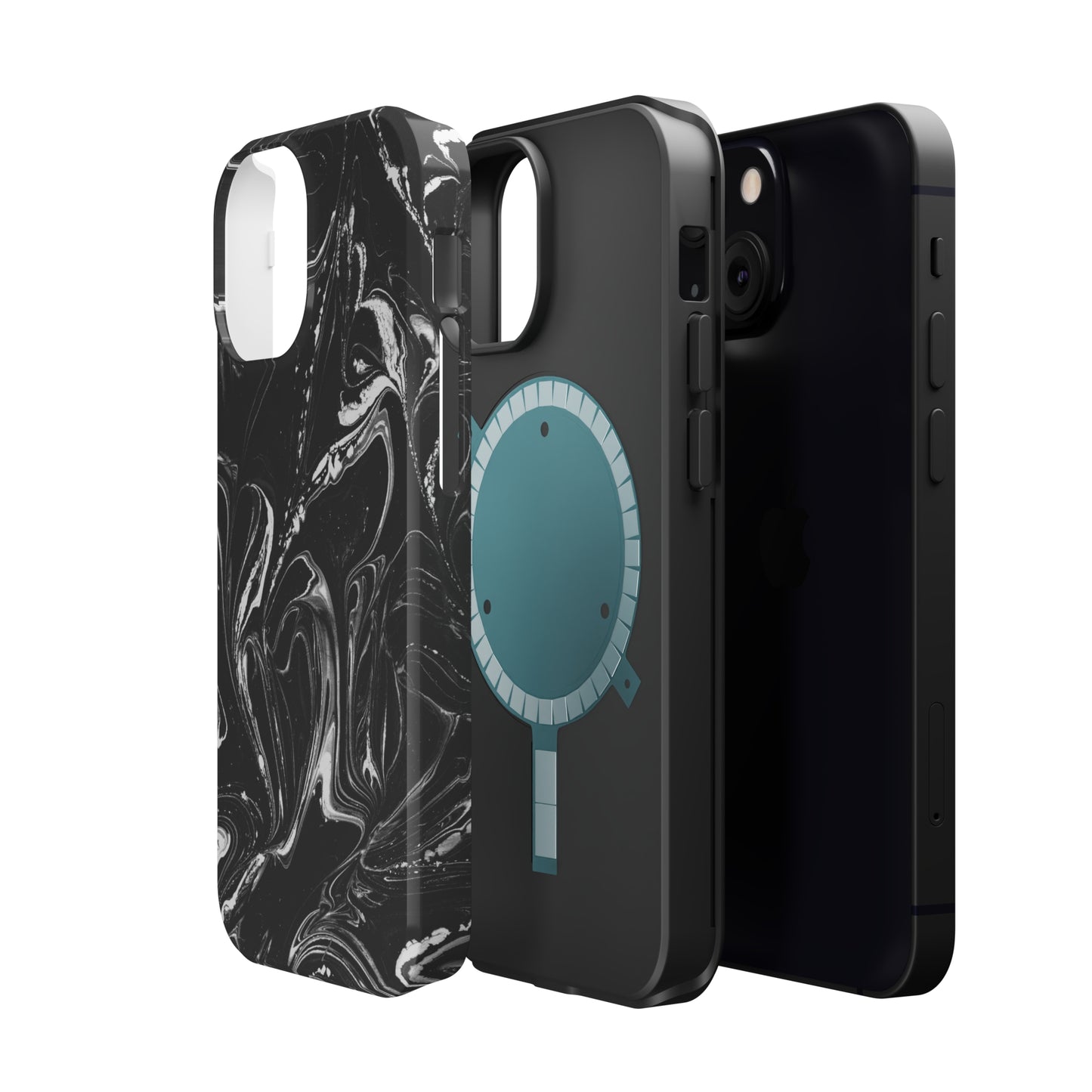 Grey & White liquid paint pattern MagSafe Tough Case