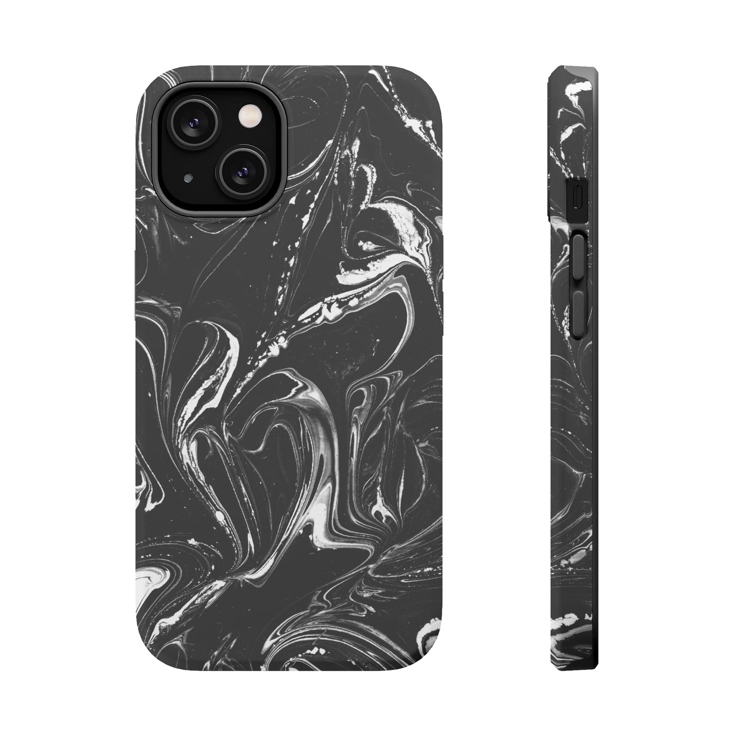 Grey & White liquid paint pattern MagSafe Tough Case