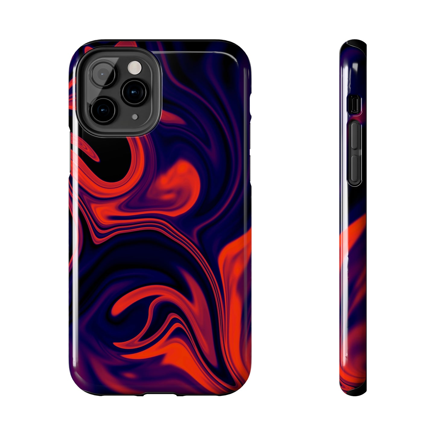 Orange & Navy blue liquid marble pattern Tough Case