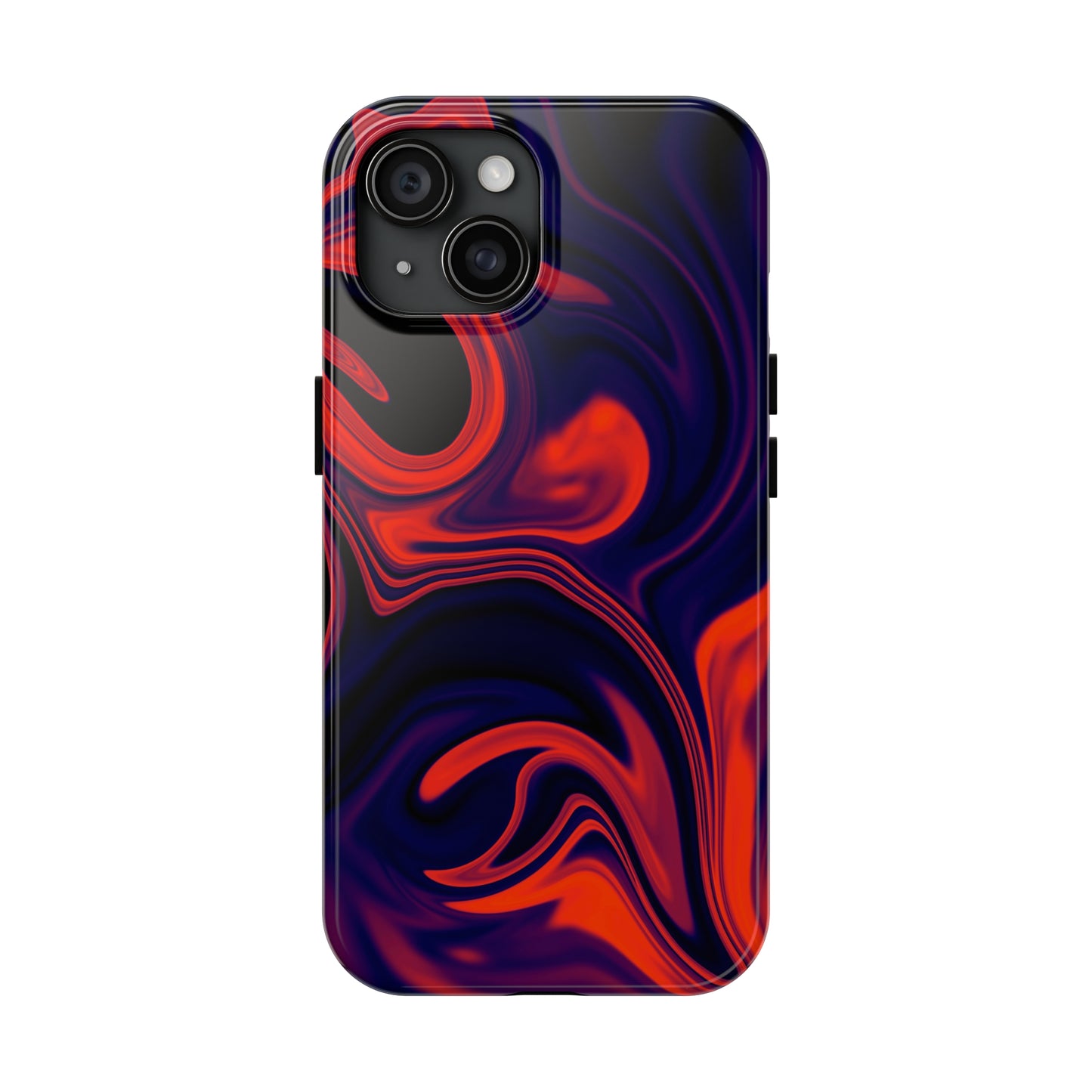 Orange & Navy blue liquid marble pattern Tough Case