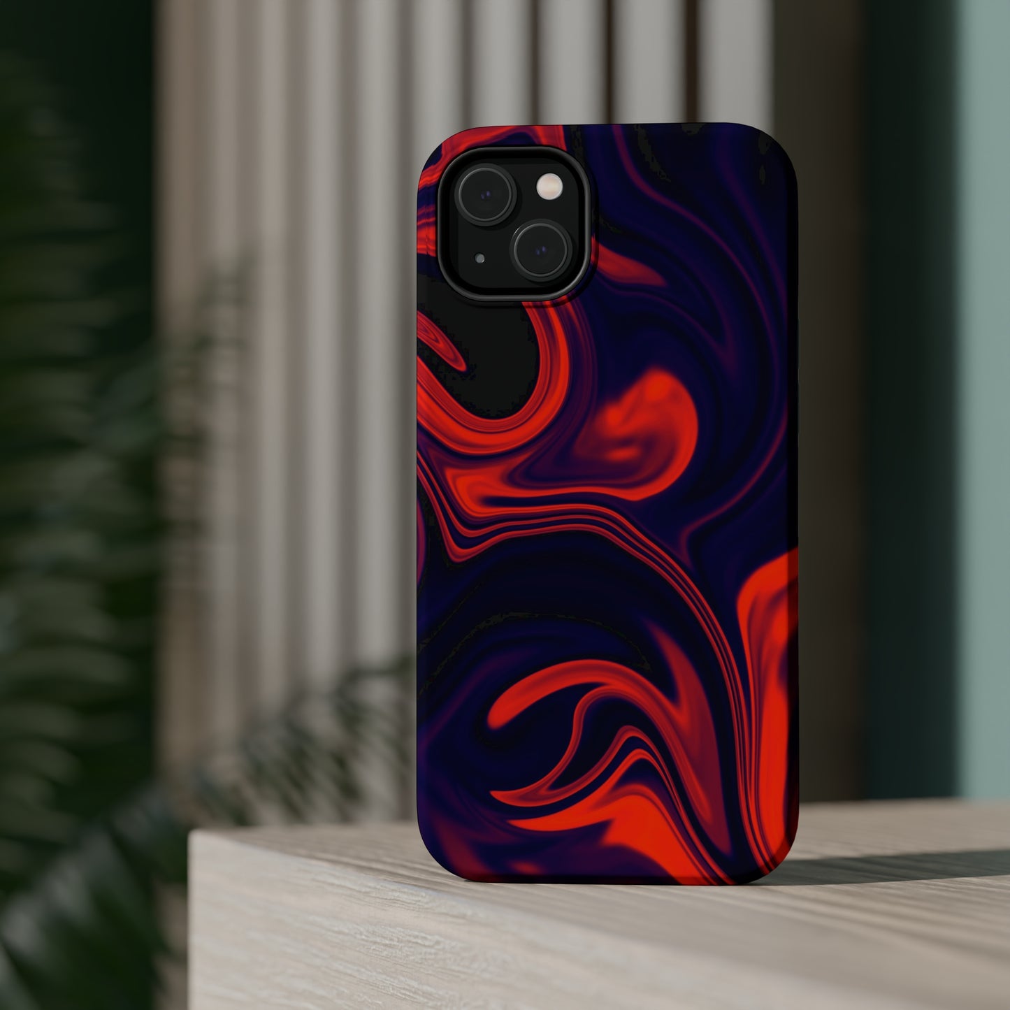 Orange & Navy blue liquid marble pattern MagSafe Tough Case