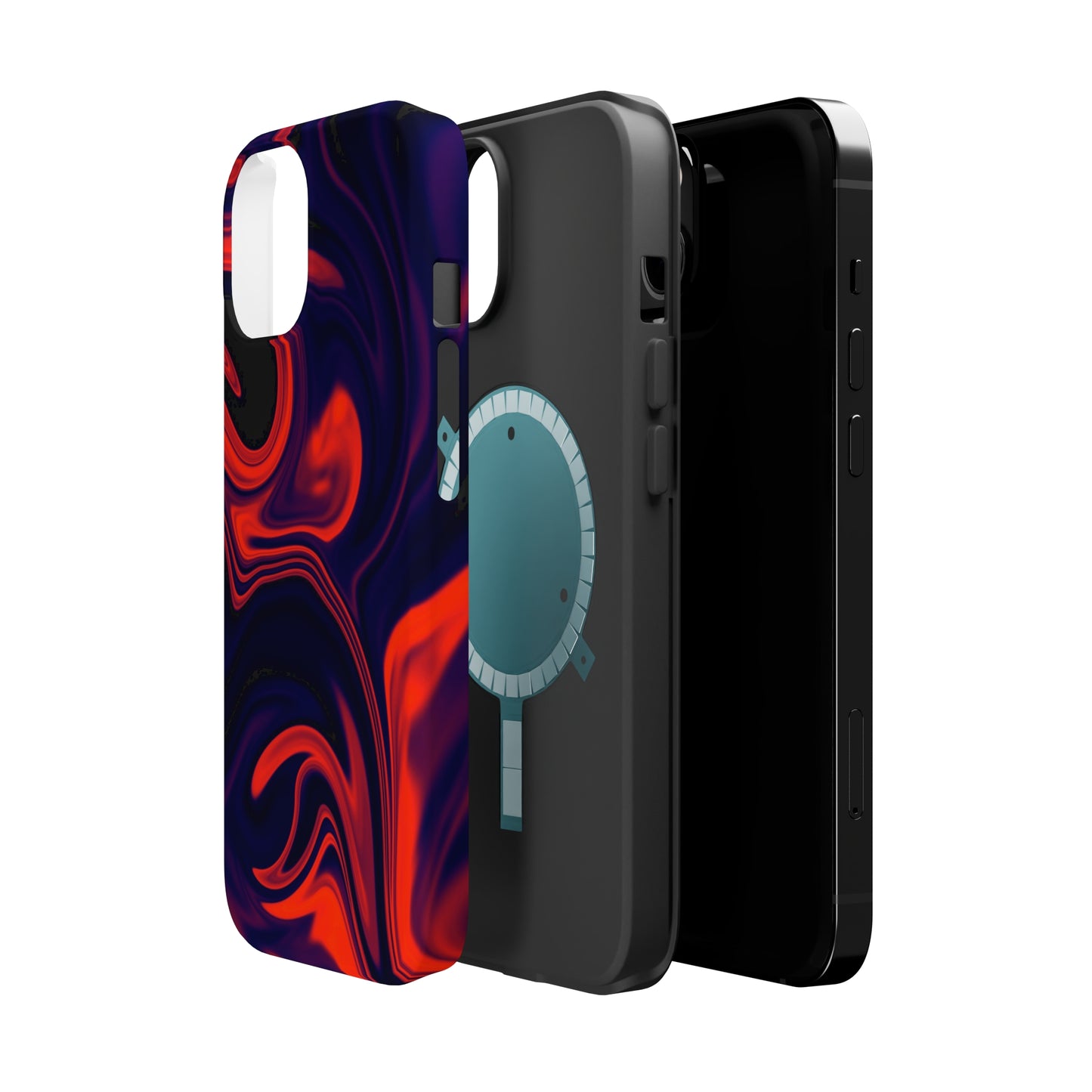 Orange & Navy blue liquid marble pattern MagSafe Tough Case