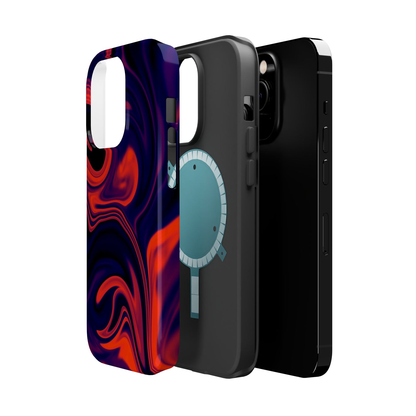 Orange & Navy blue liquid marble pattern MagSafe Tough Case