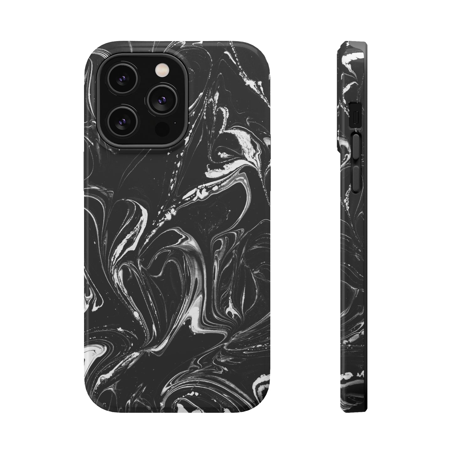 Grey & White liquid paint pattern MagSafe Tough Case