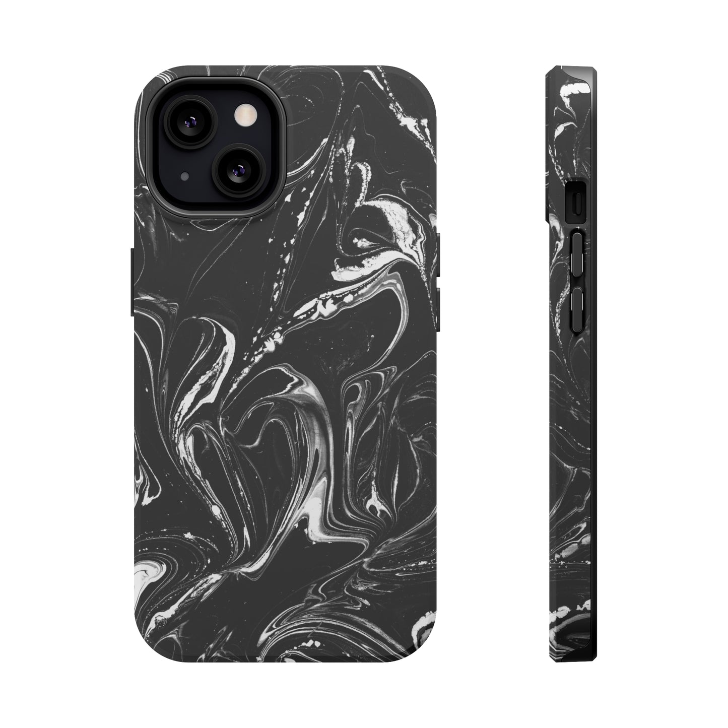 Grey & White liquid paint pattern MagSafe Tough Case
