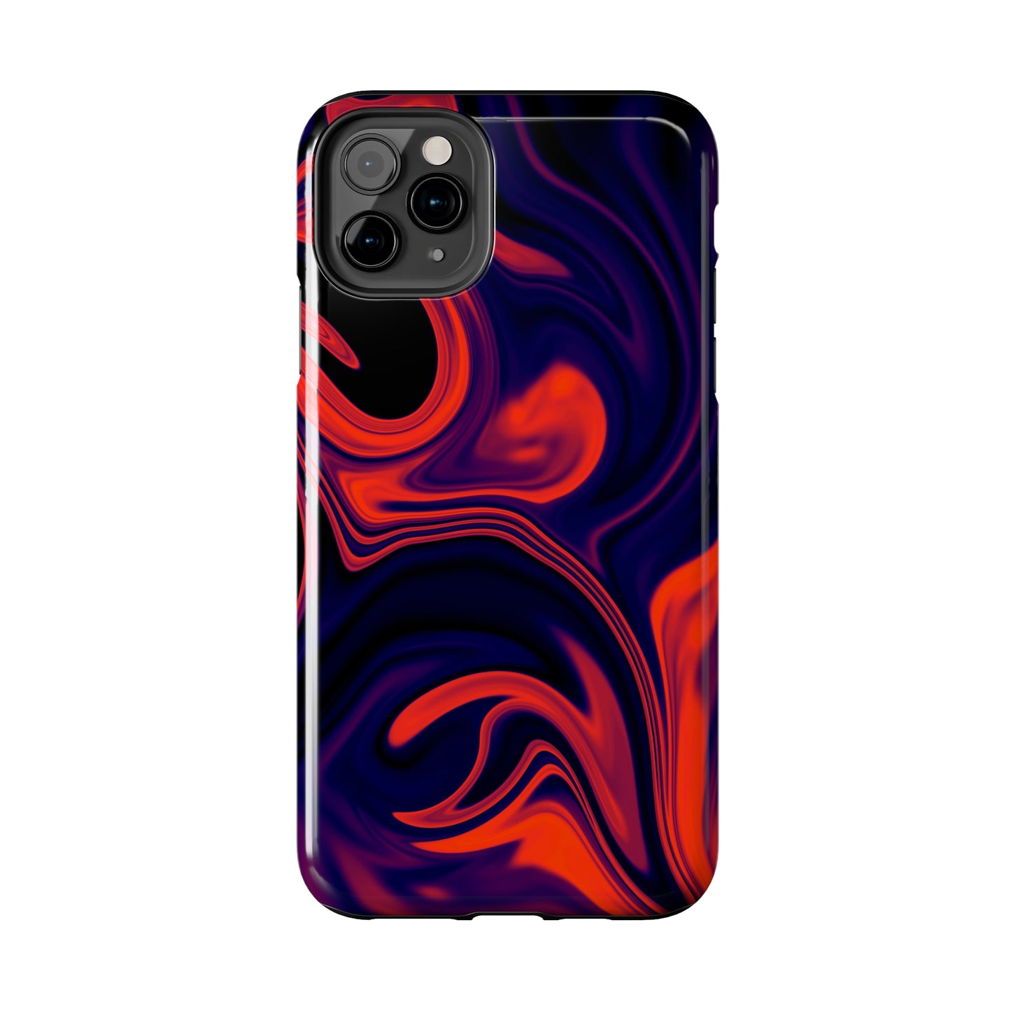 Orange & Navy blue liquid marble pattern Tough Case
