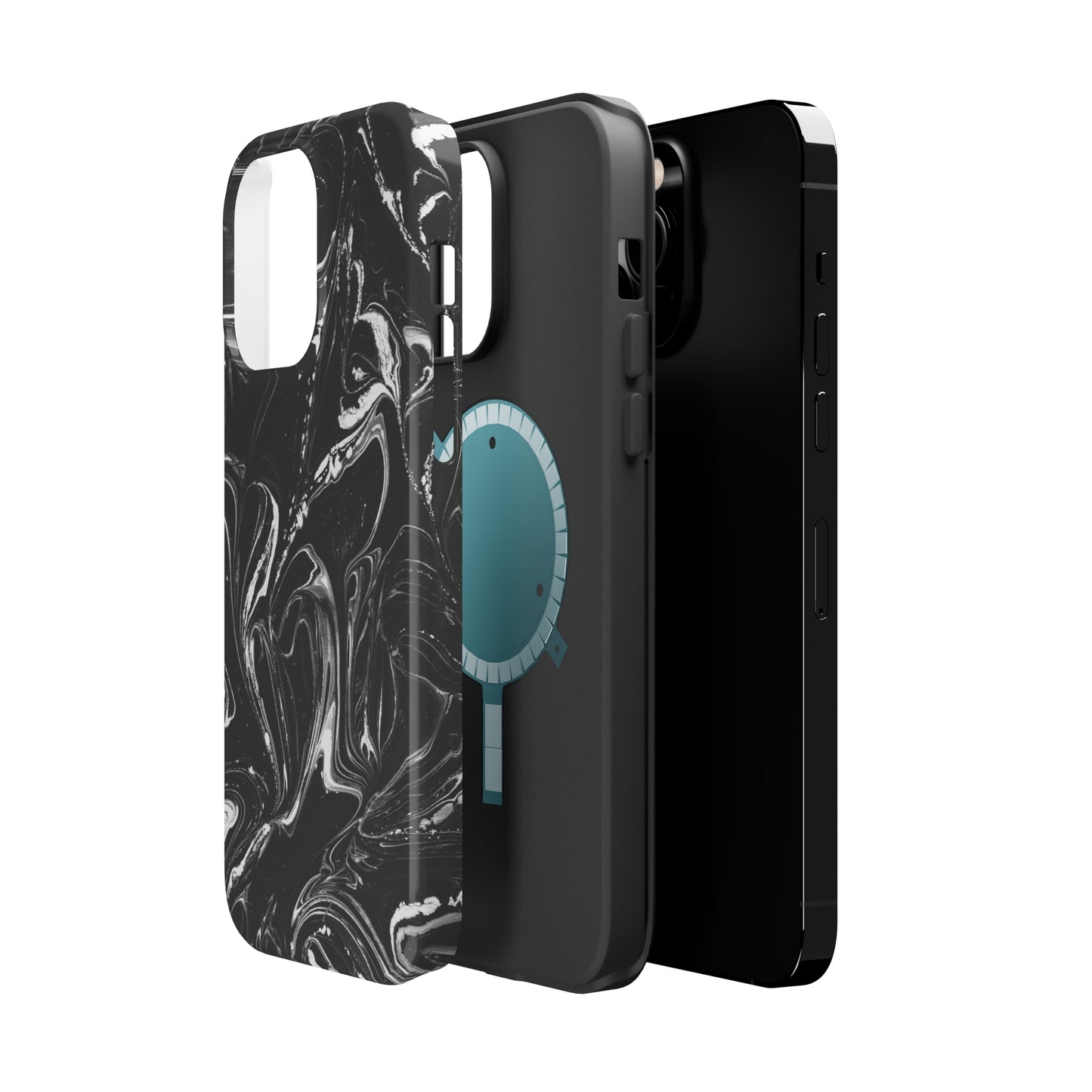 Grey & White liquid paint pattern MagSafe Tough Case
