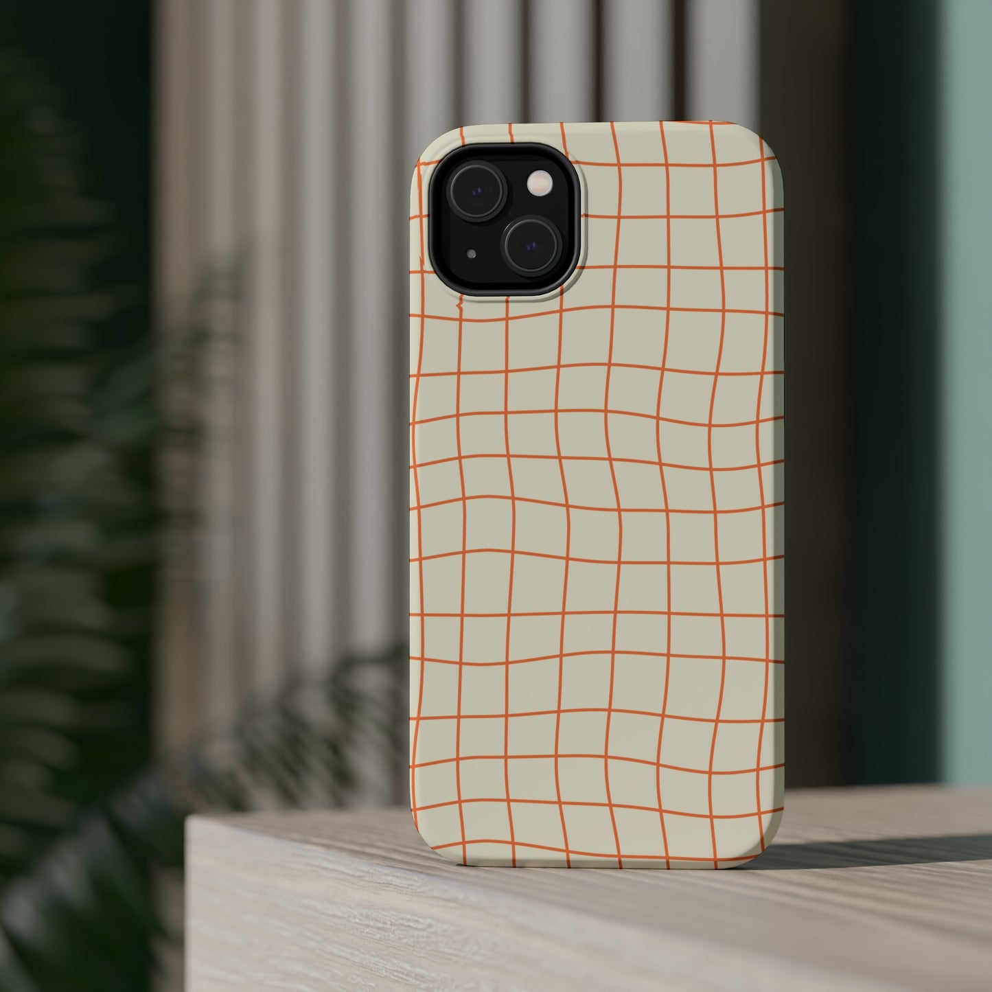 Soft Beige Dizzy Grid MagSafe Tough Case