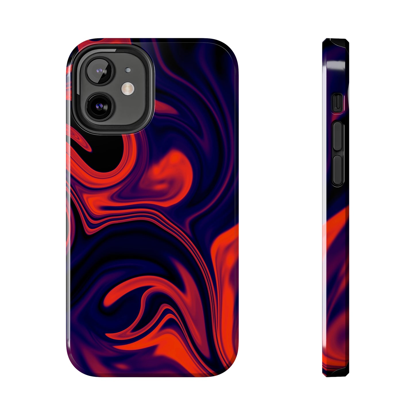 Orange & Navy blue liquid marble pattern Tough Case
