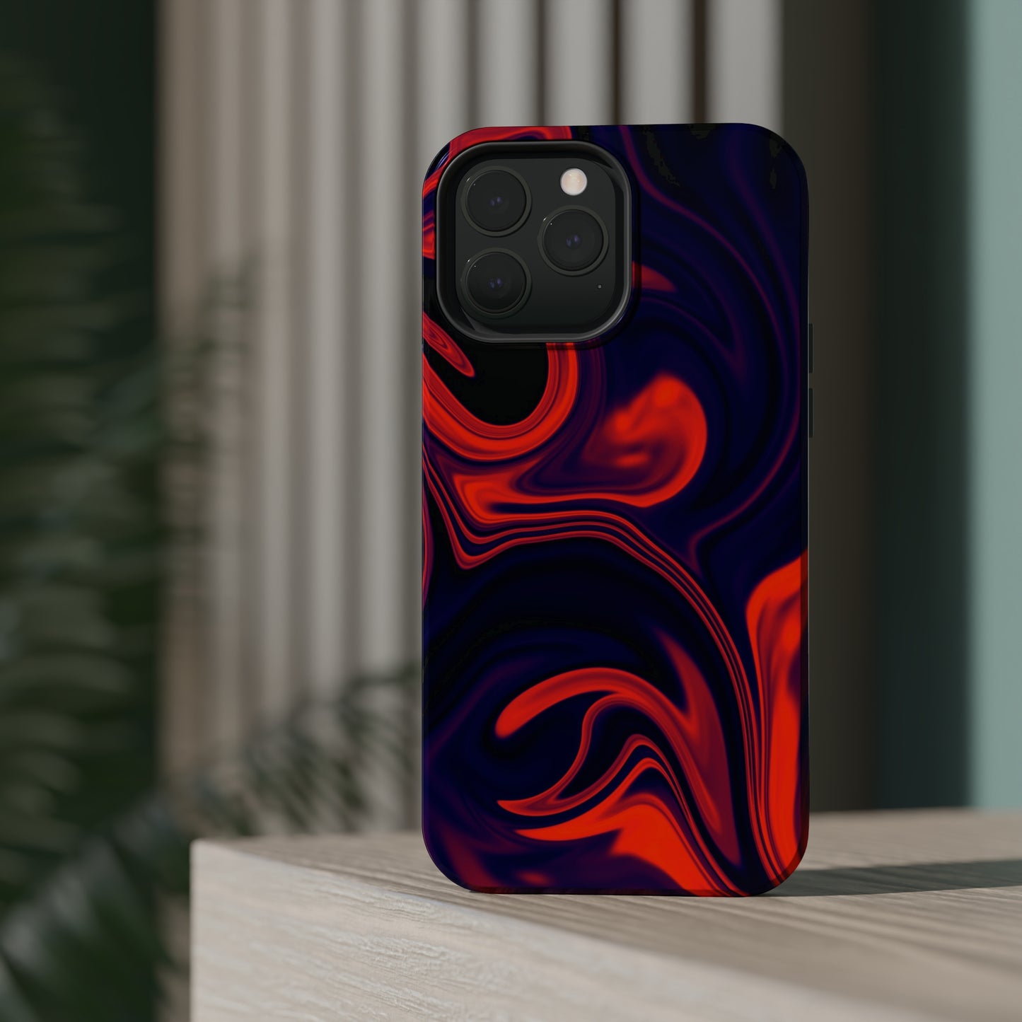 Orange & Navy blue liquid marble pattern MagSafe Tough Case