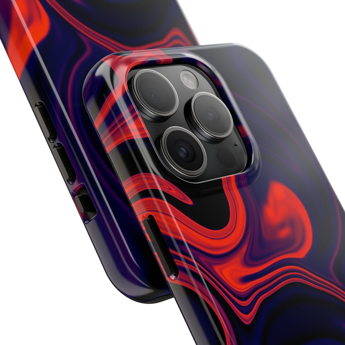 Orange & Navy blue liquid marble pattern Tough Case