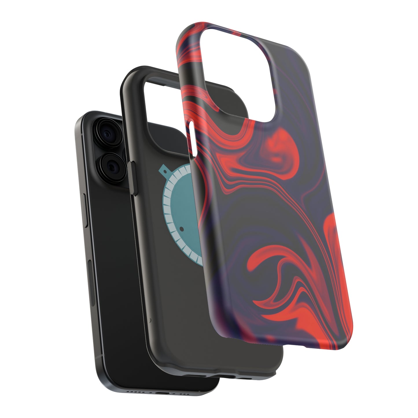 Orange & Navy blue liquid marble pattern MagSafe Tough Case