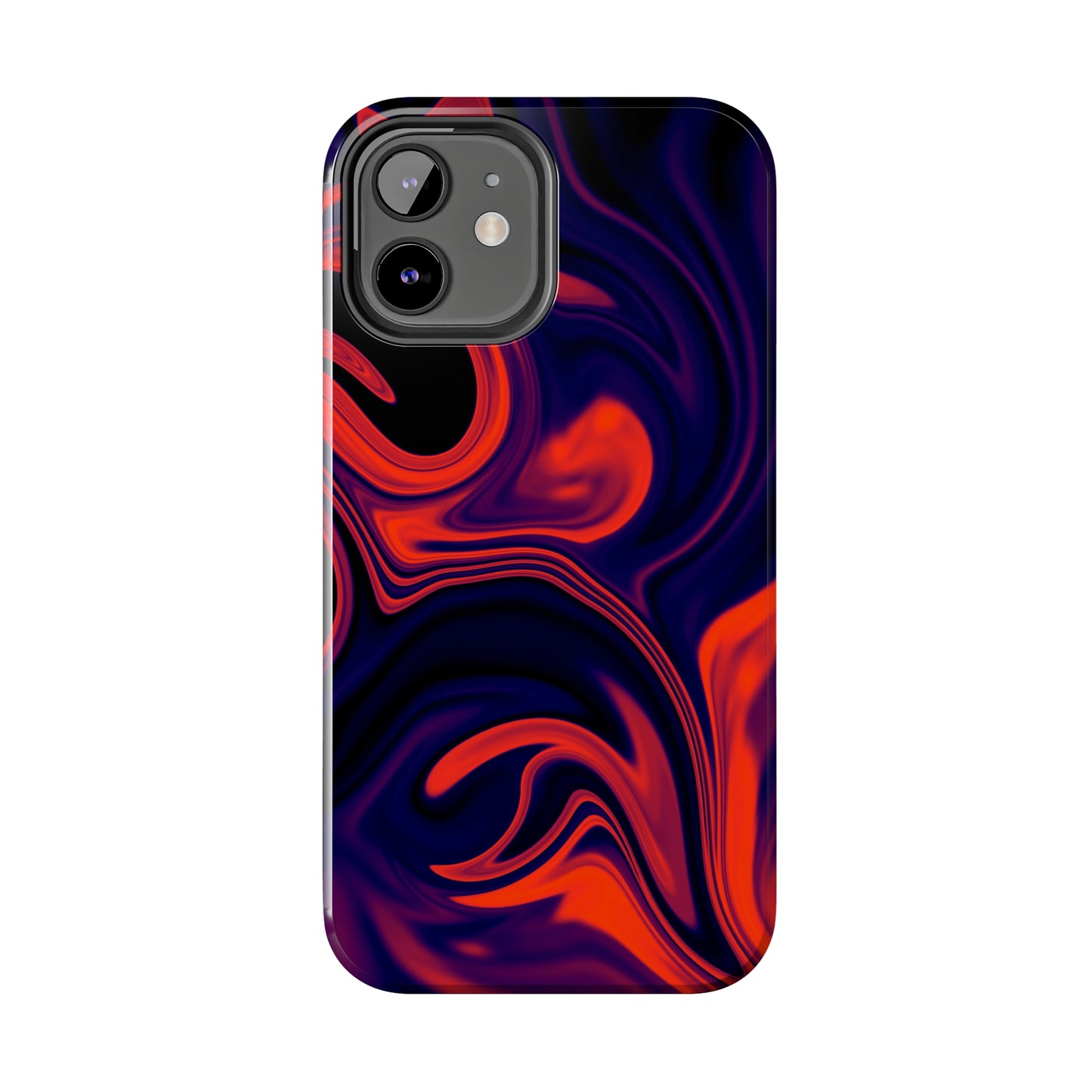 Orange & Navy blue liquid marble pattern Tough Case
