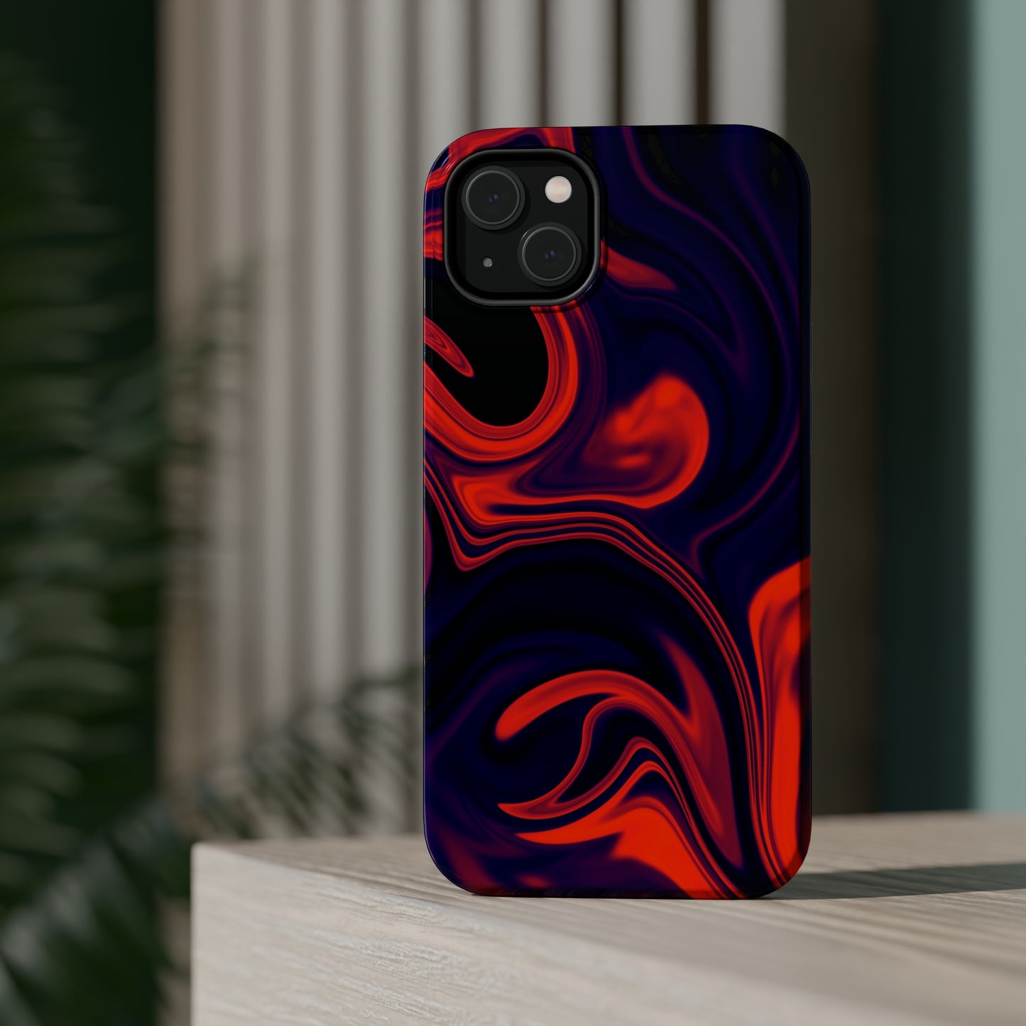Orange & Navy blue liquid marble pattern MagSafe Tough Case