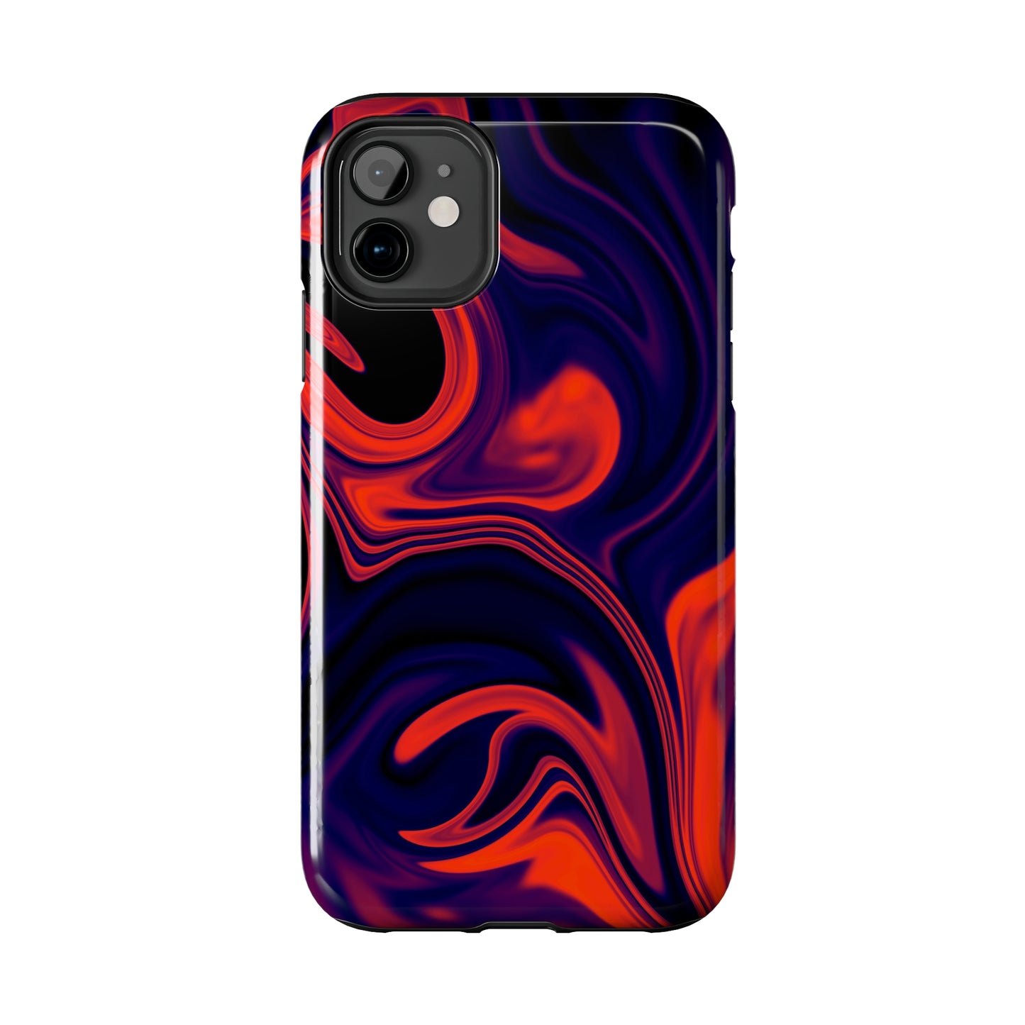 Orange & Navy blue liquid marble pattern Tough Case