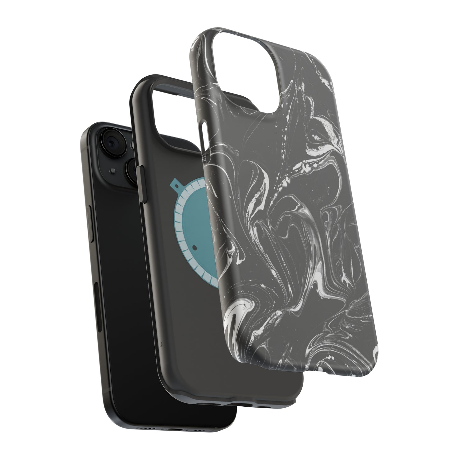 Grey & White liquid paint pattern MagSafe Tough Case