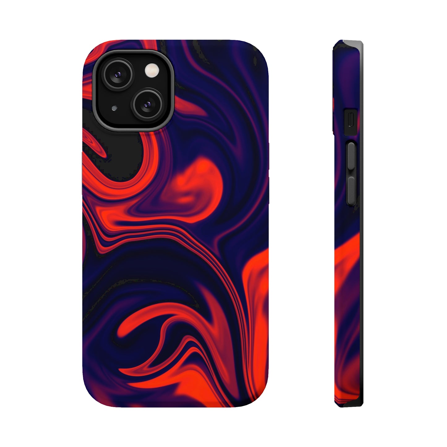 Orange & Navy blue liquid marble pattern MagSafe Tough Case