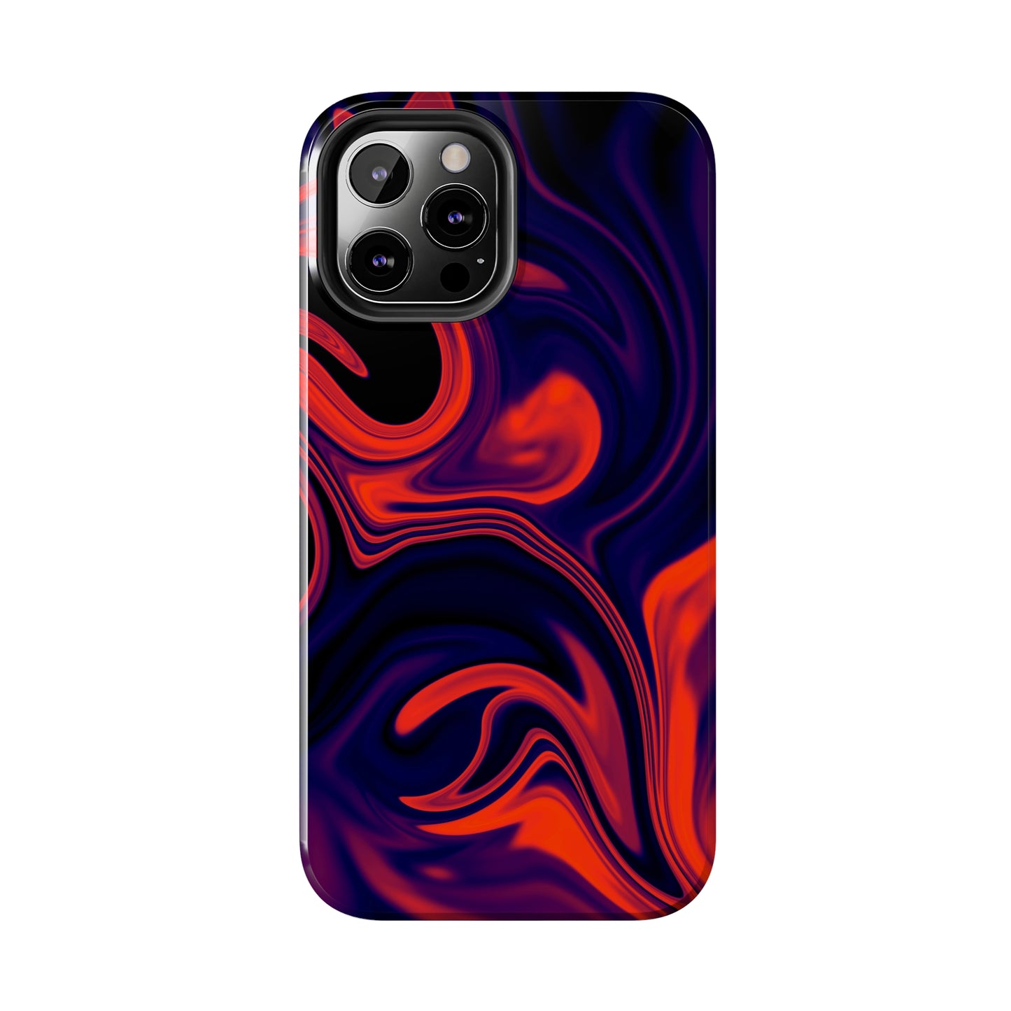 Orange & Navy blue liquid marble pattern Tough Case