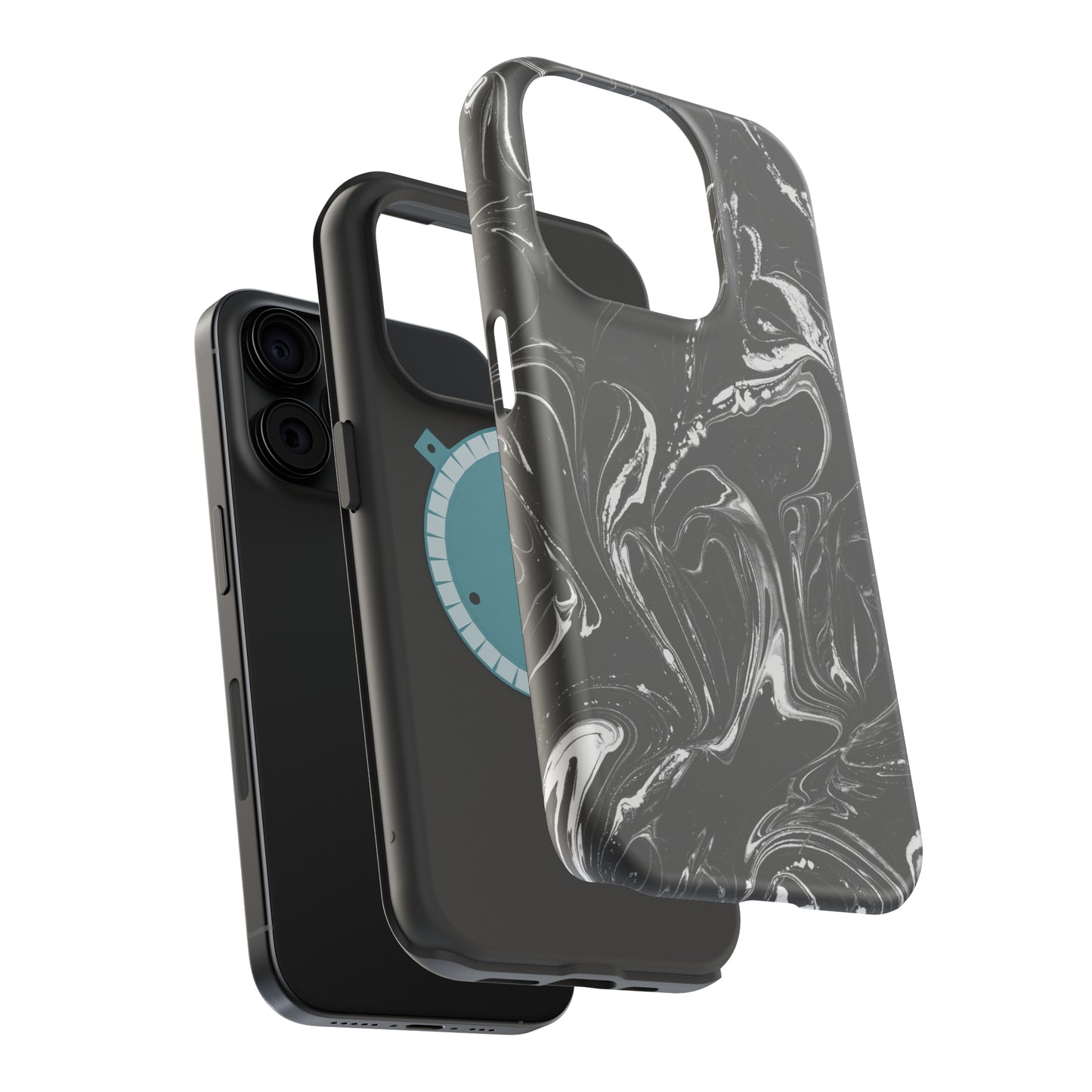 Grey & White liquid paint pattern MagSafe Tough Case