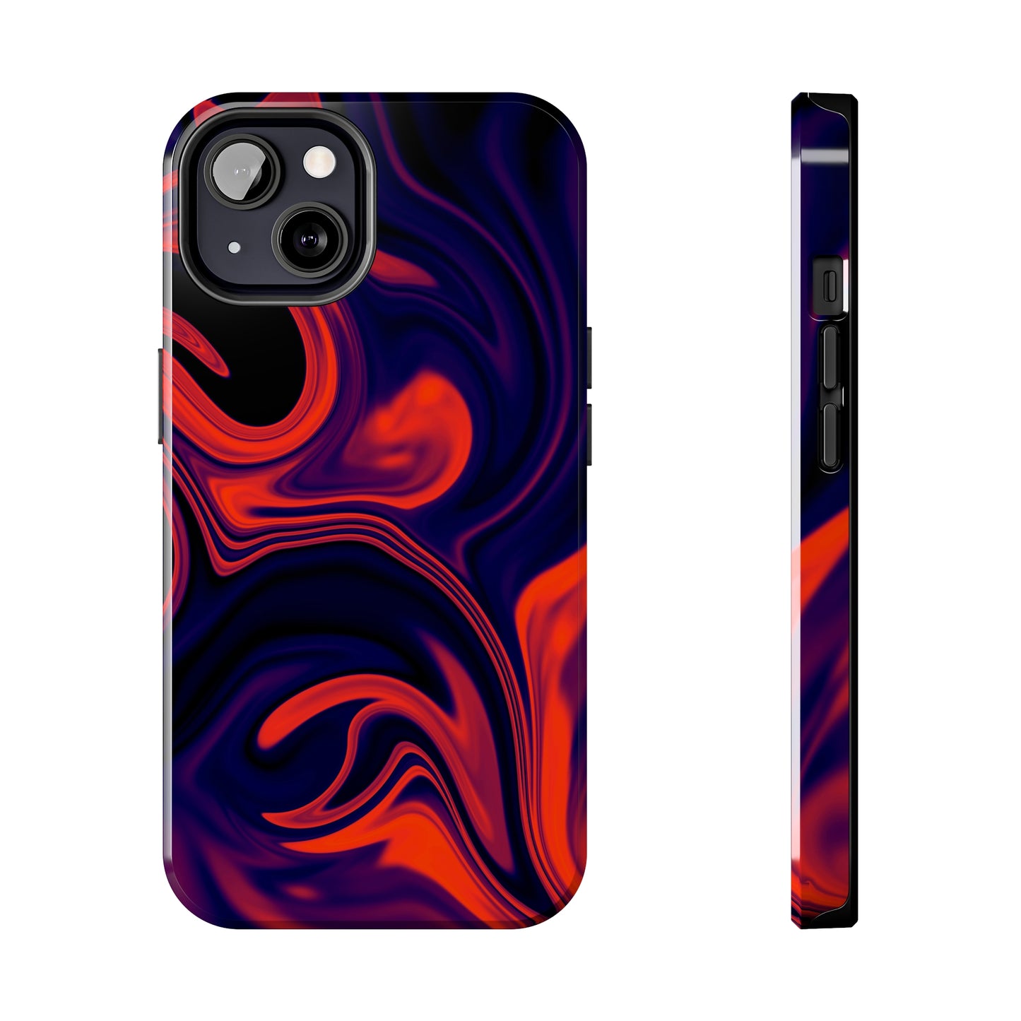Orange & Navy blue liquid marble pattern Tough Case