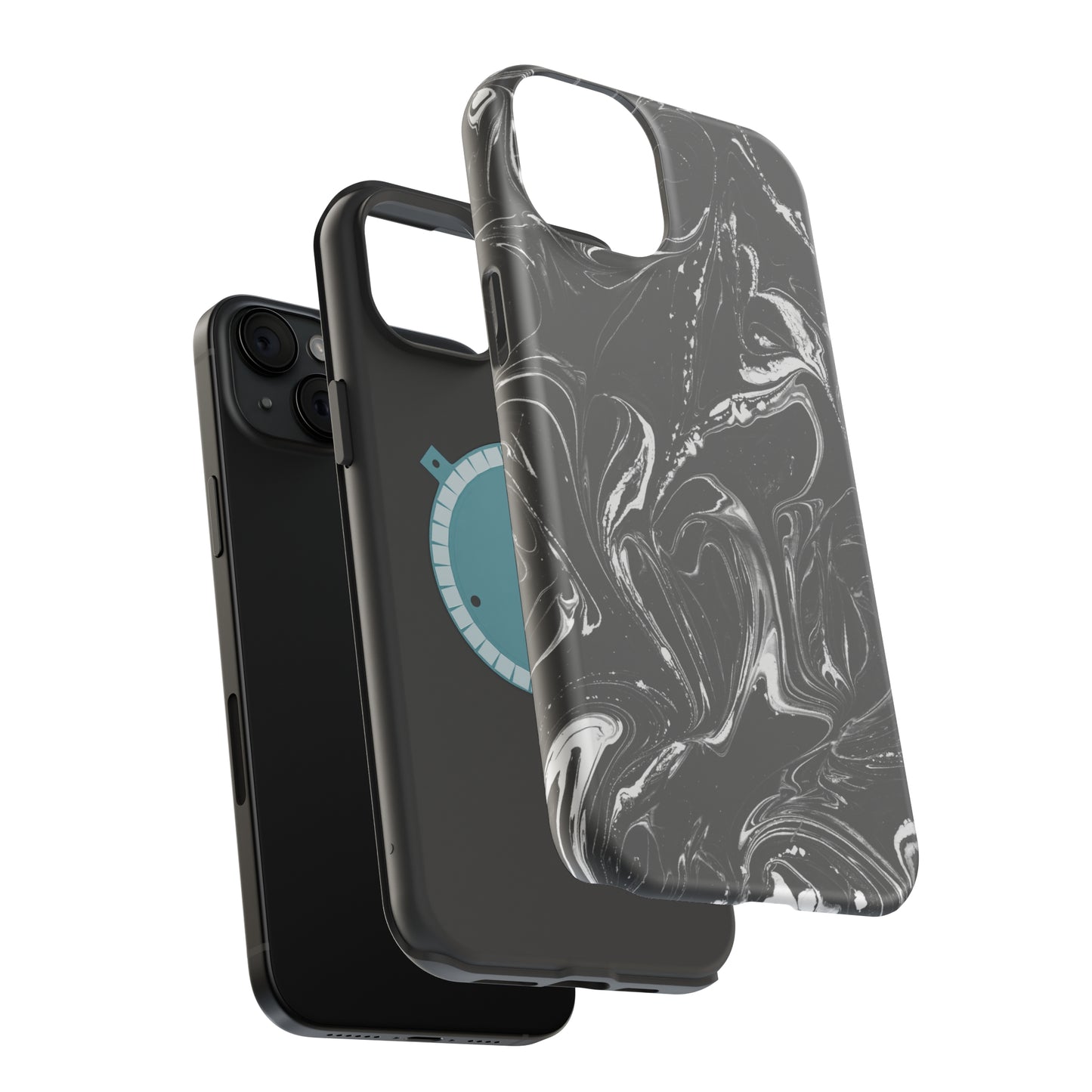 Grey & White liquid paint pattern MagSafe Tough Case