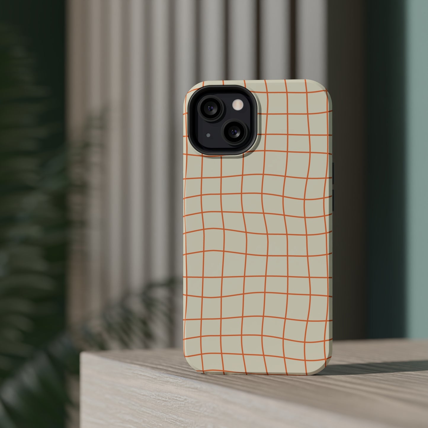 Soft Beige Dizzy Grid MagSafe Tough Case