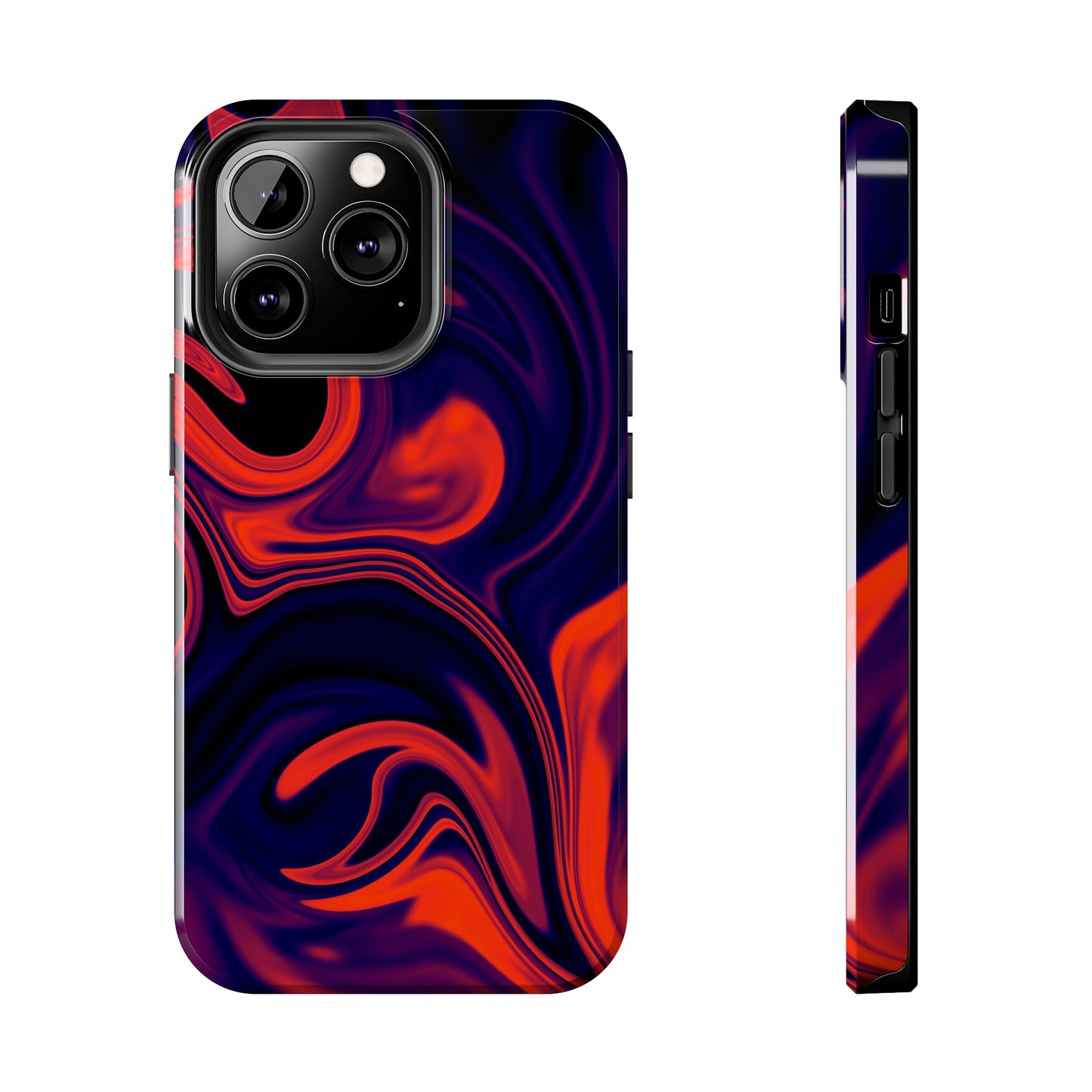 Orange & Navy blue liquid marble pattern Tough Case