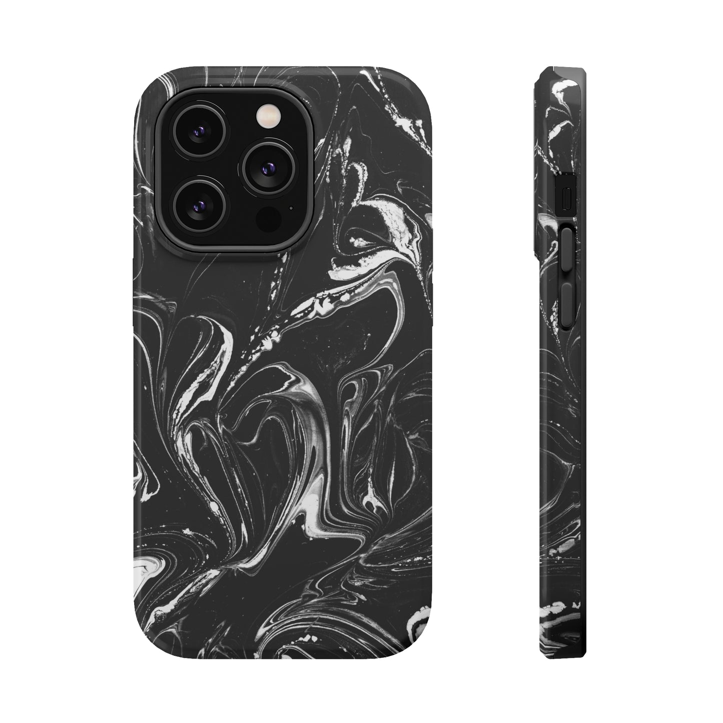 Grey & White liquid paint pattern MagSafe Tough Case