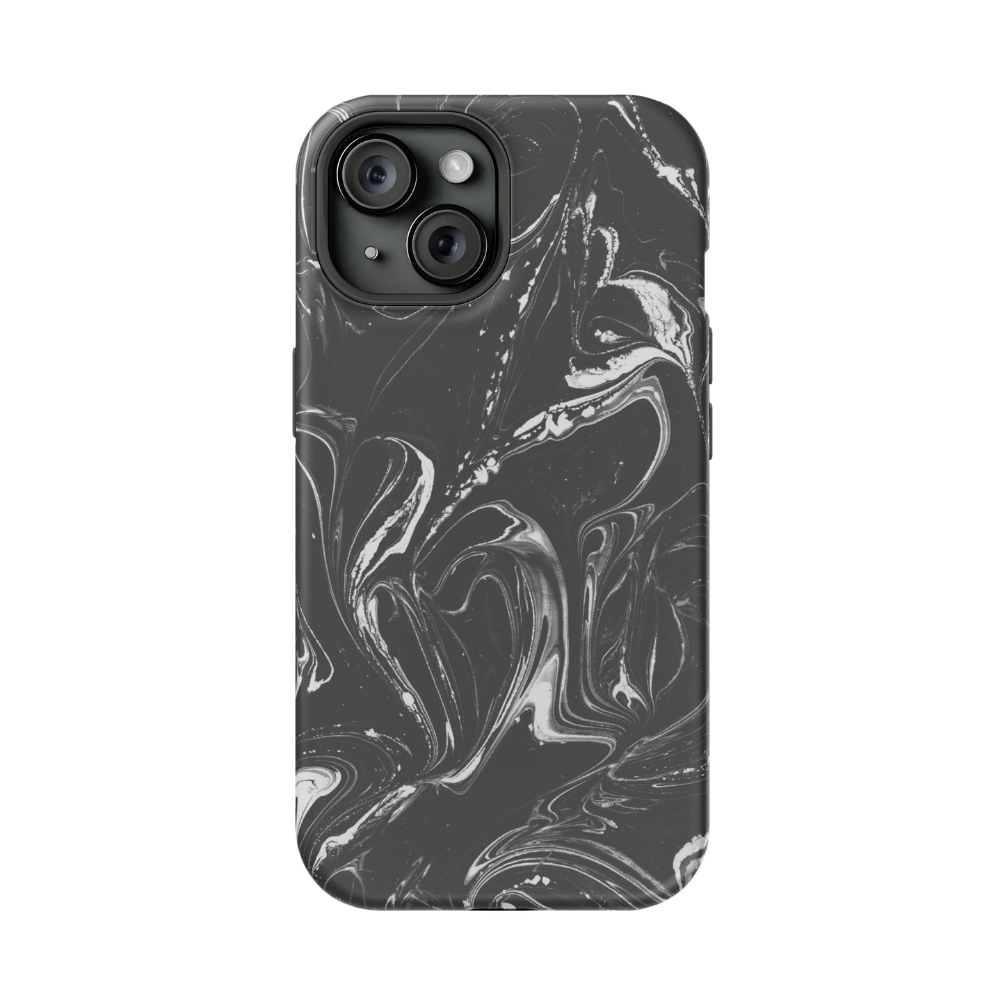 Grey & White liquid paint pattern MagSafe Tough Case