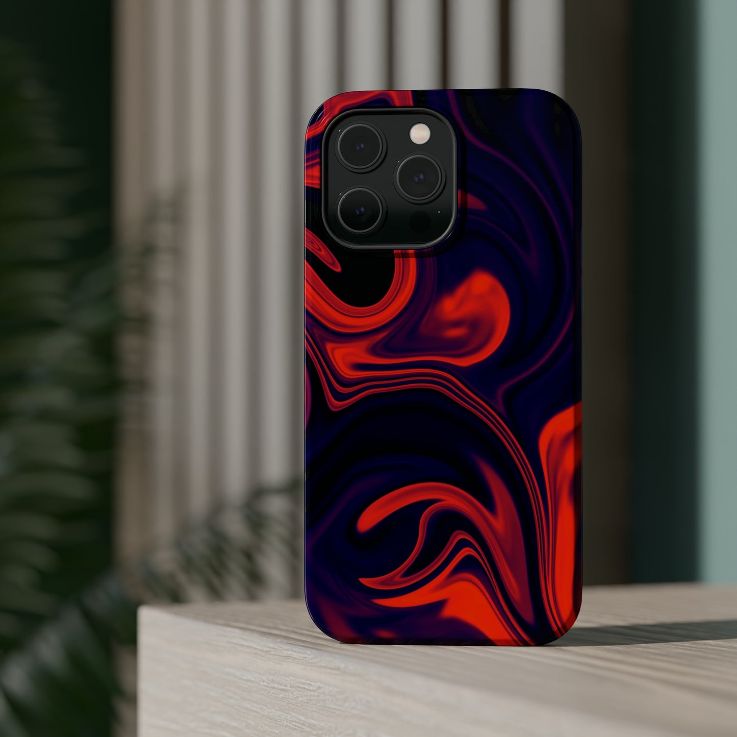 Orange & Navy blue liquid marble pattern MagSafe Tough Case