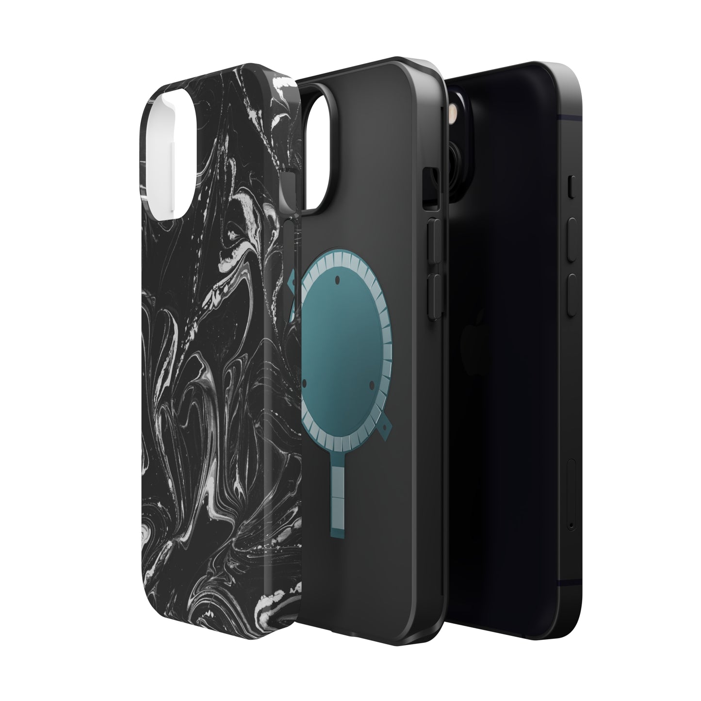 Grey & White liquid paint pattern MagSafe Tough Case