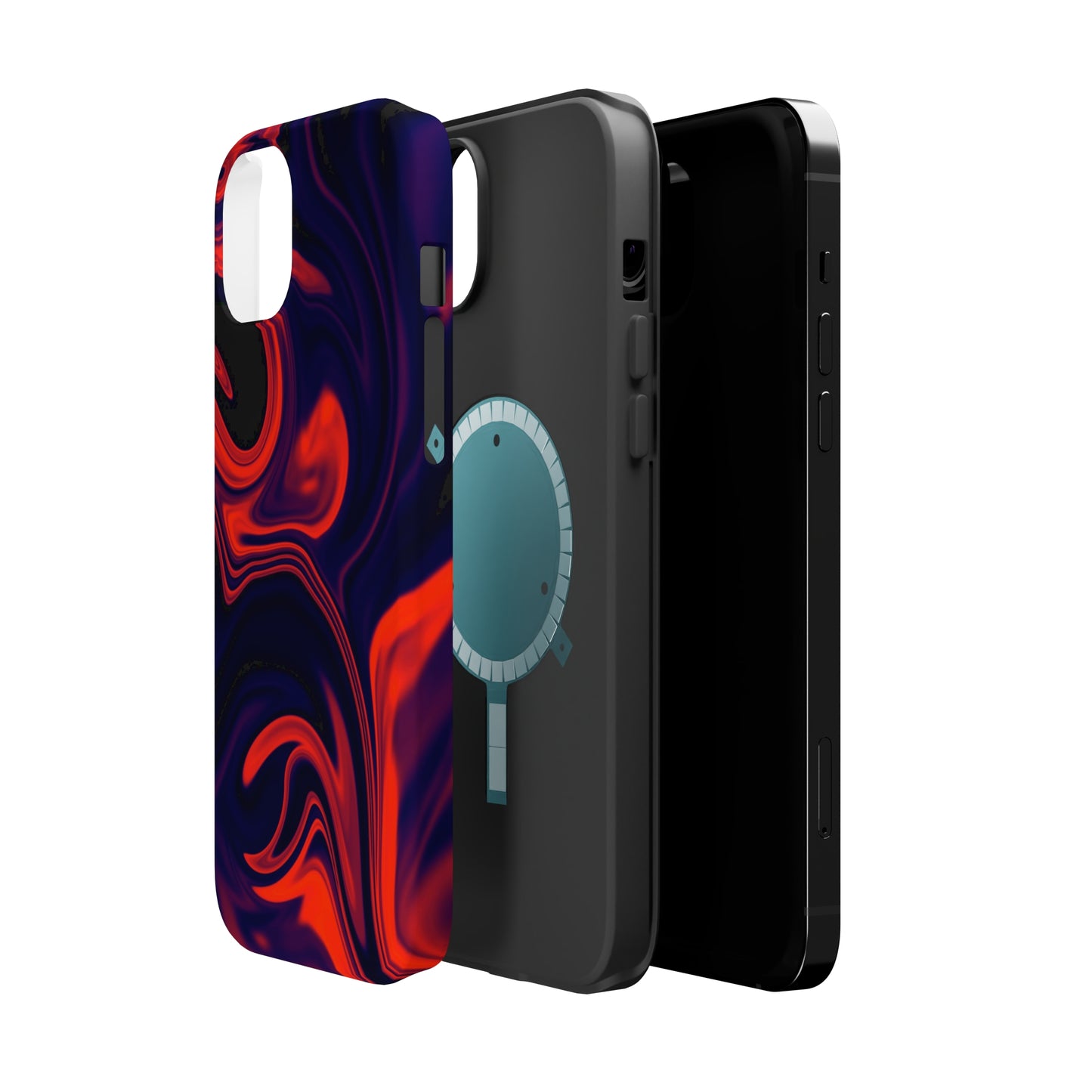 Orange & Navy blue liquid marble pattern MagSafe Tough Case