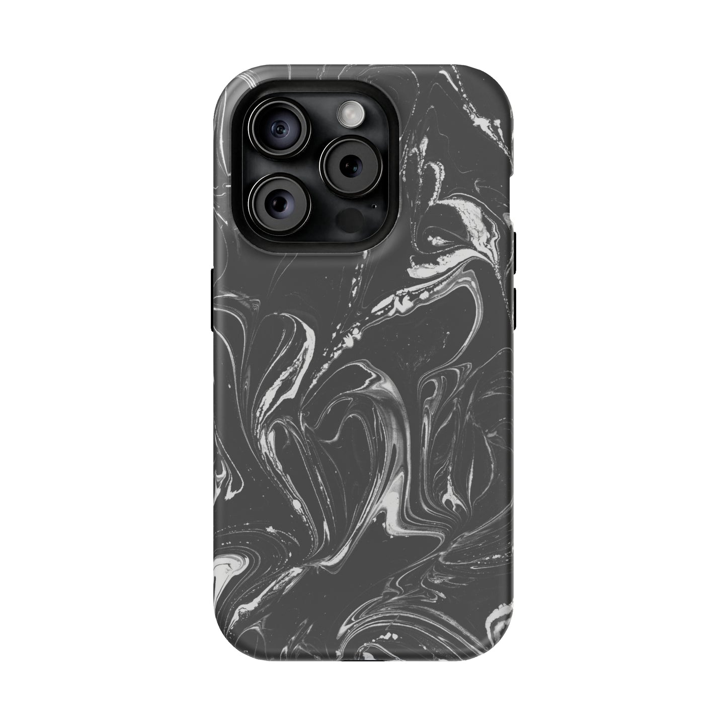 Grey & White liquid paint pattern MagSafe Tough Case