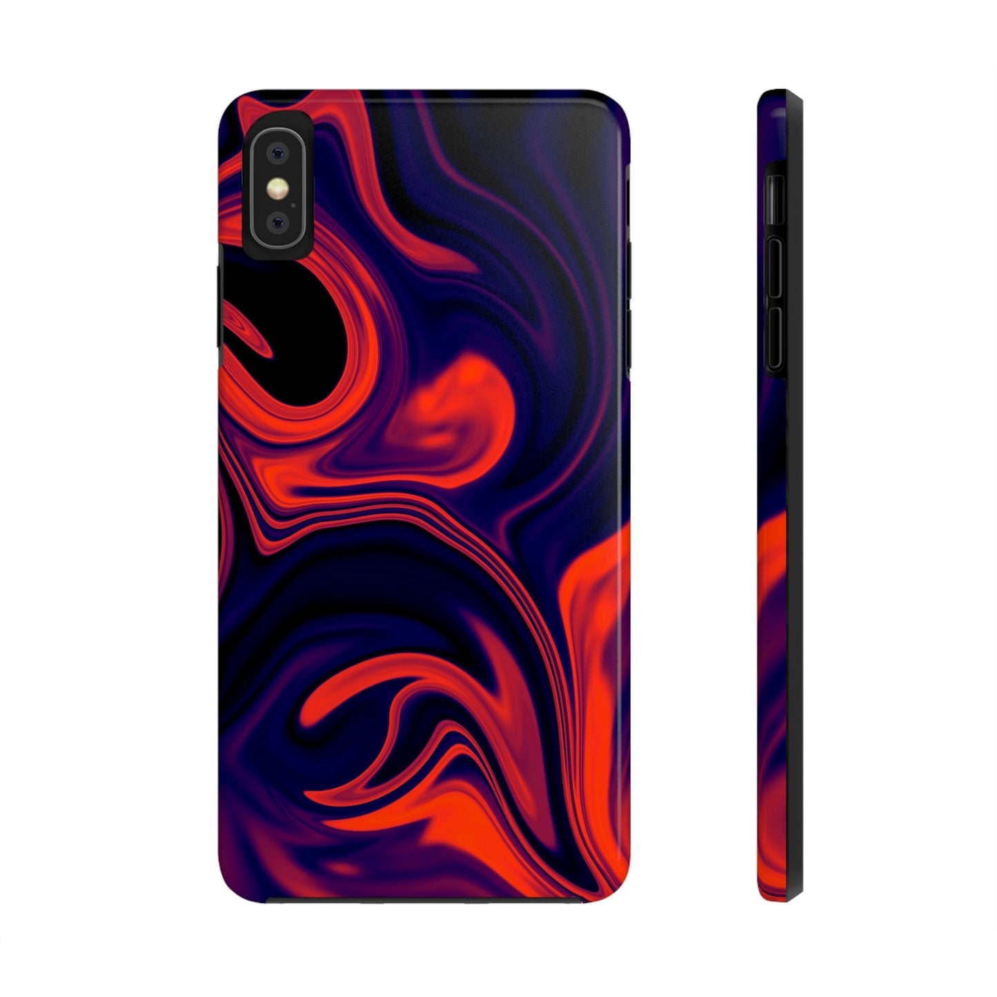 Orange & Navy blue liquid marble pattern Tough Case