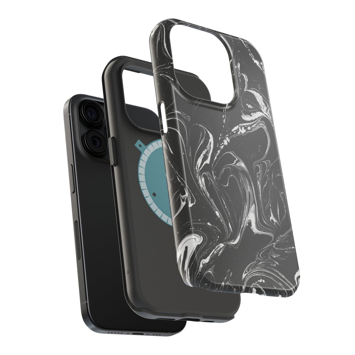 Grey & White liquid paint pattern MagSafe Tough Case