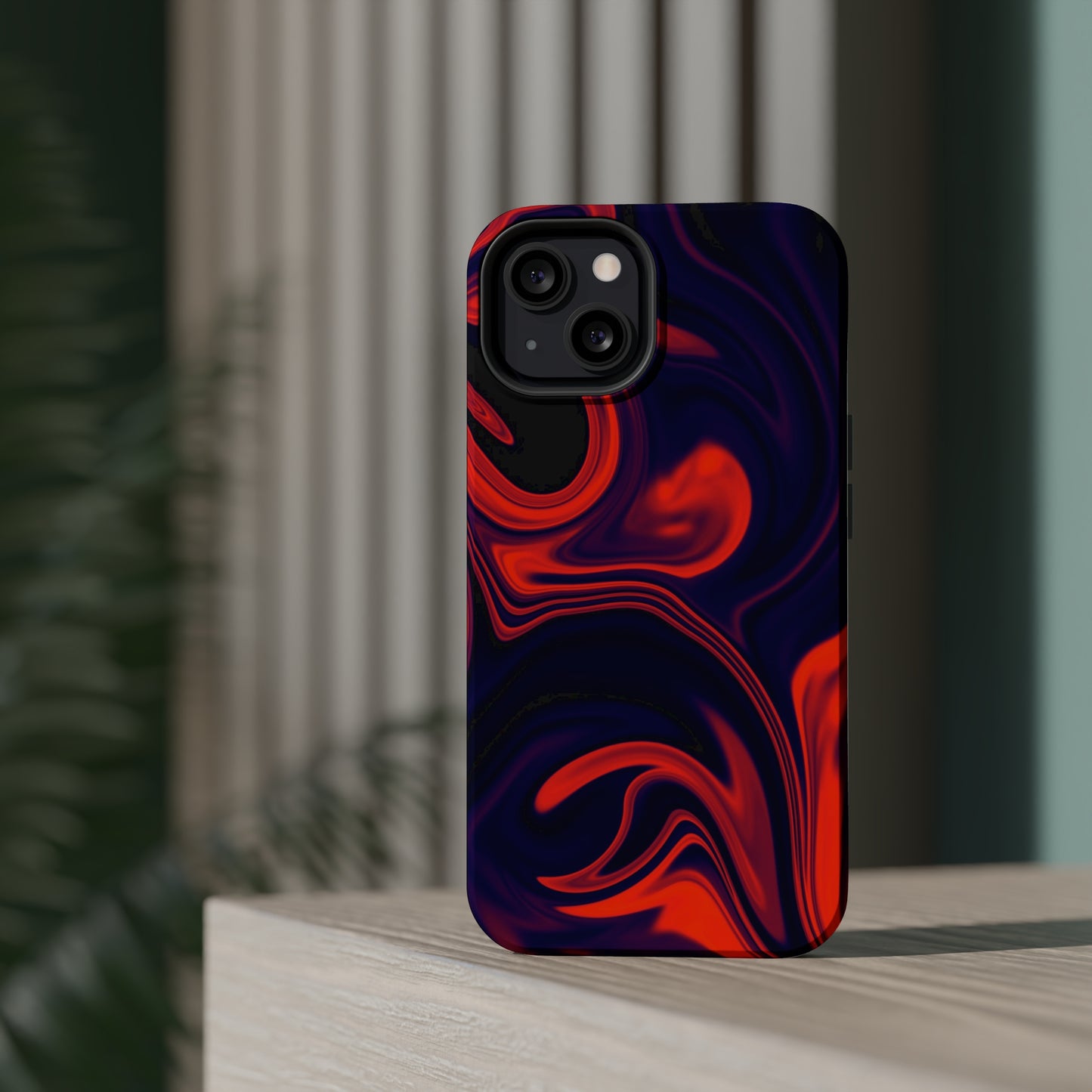 Orange & Navy blue liquid marble pattern MagSafe Tough Case