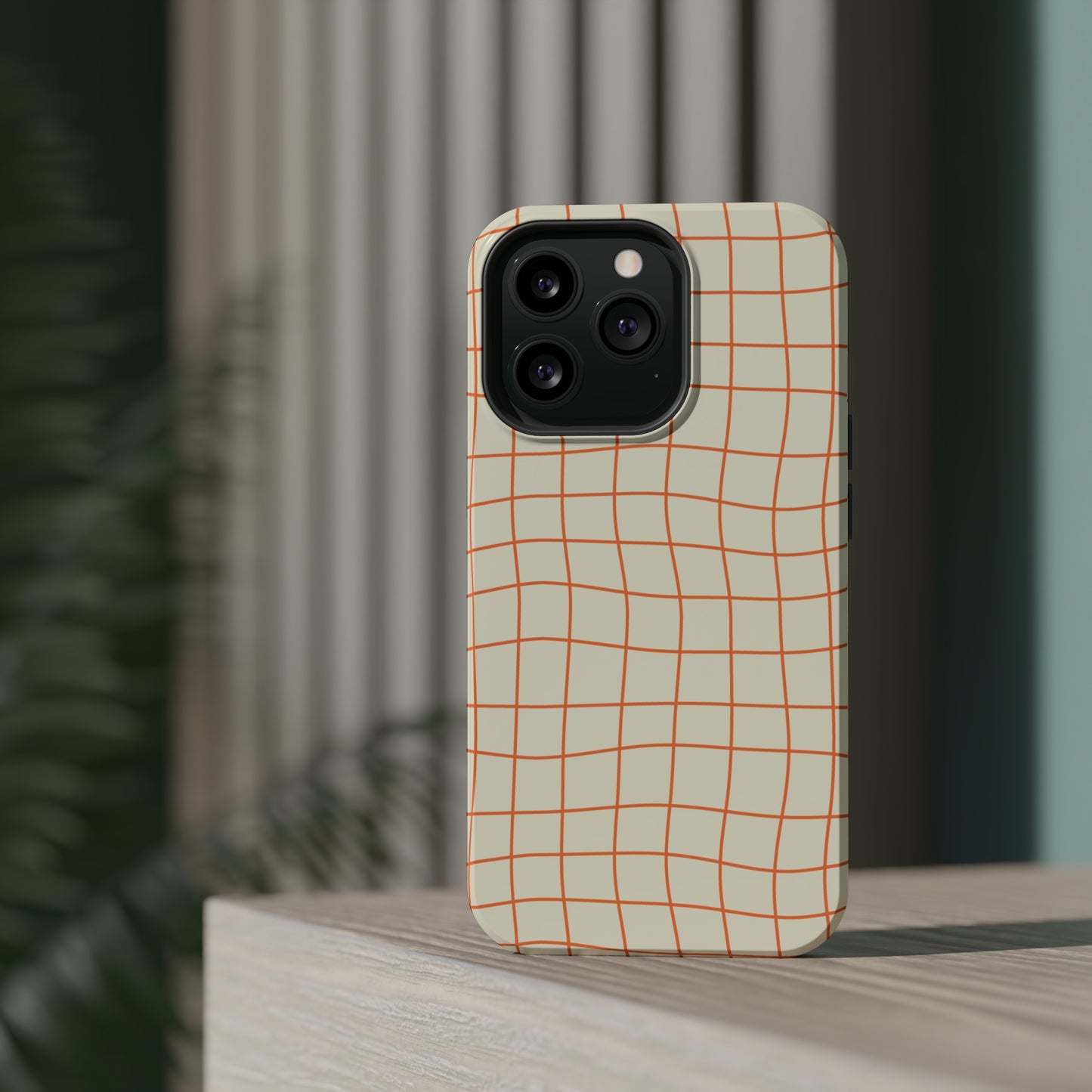 Soft Beige Dizzy Grid MagSafe Tough Case