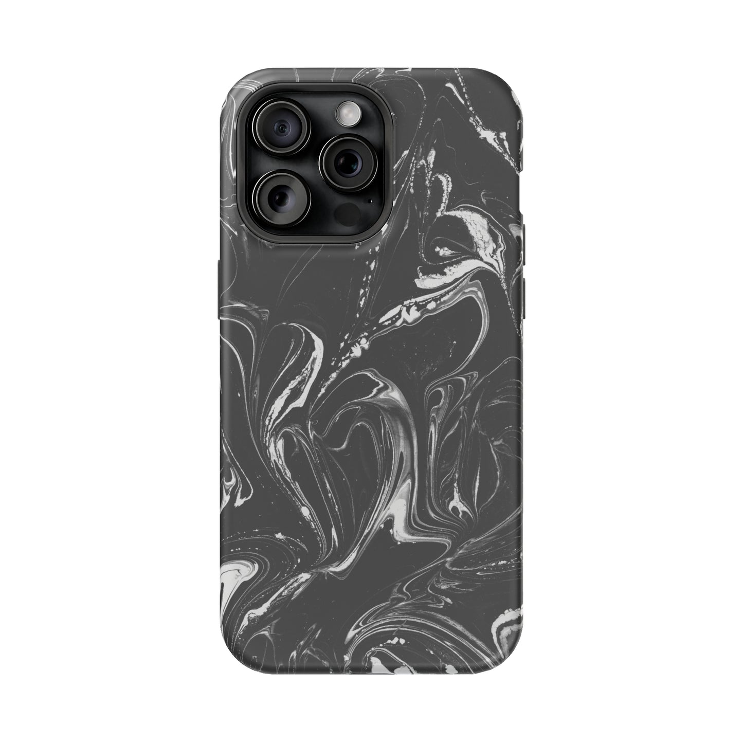 Grey & White liquid paint pattern MagSafe Tough Case