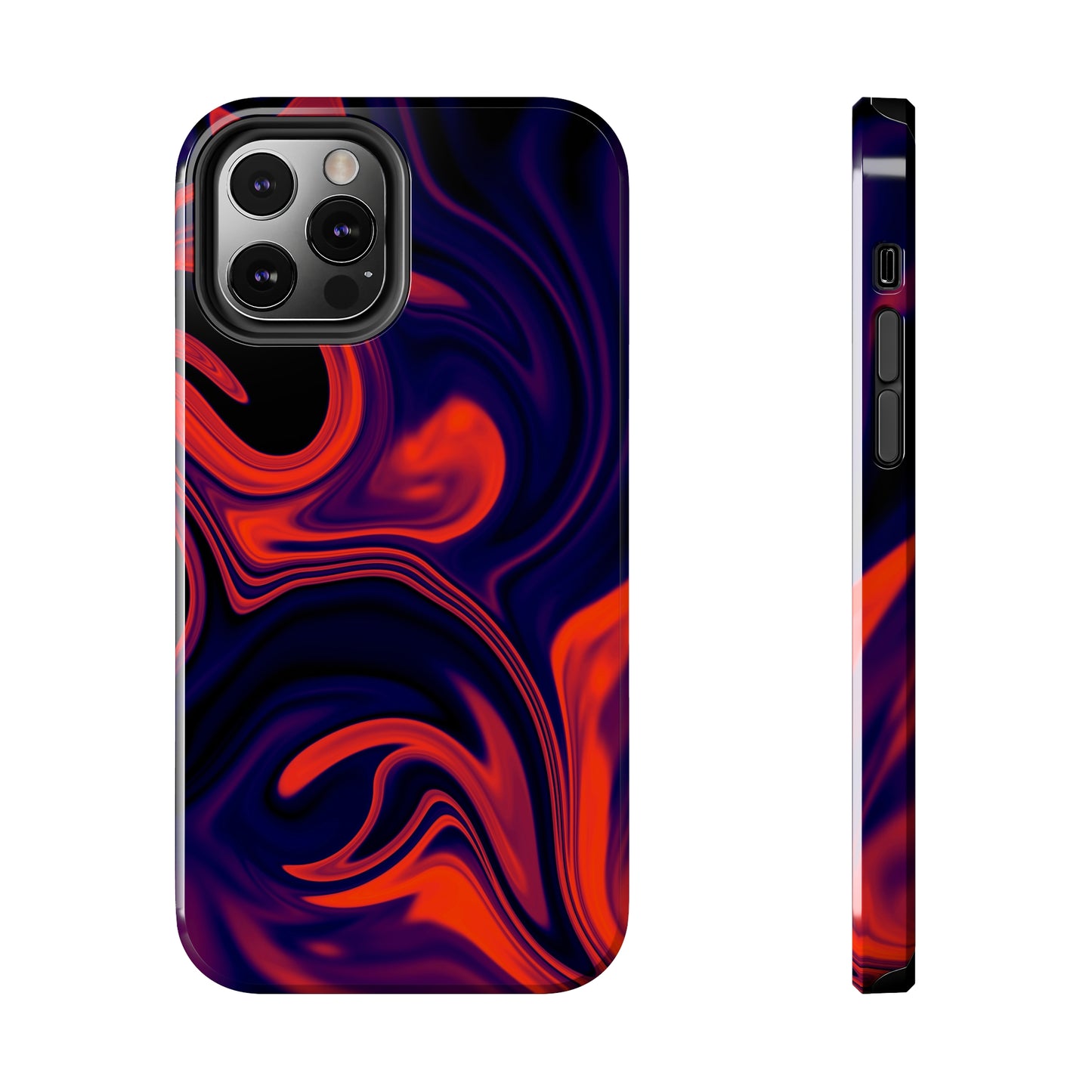 Orange & Navy blue liquid marble pattern Tough Case