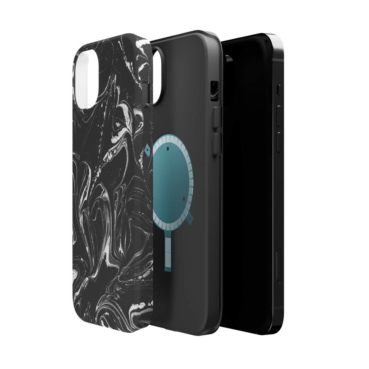 Grey & White liquid paint pattern MagSafe Tough Case