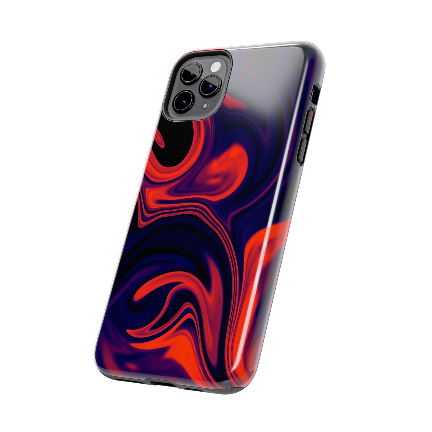 Orange & Navy blue liquid marble pattern Tough Case