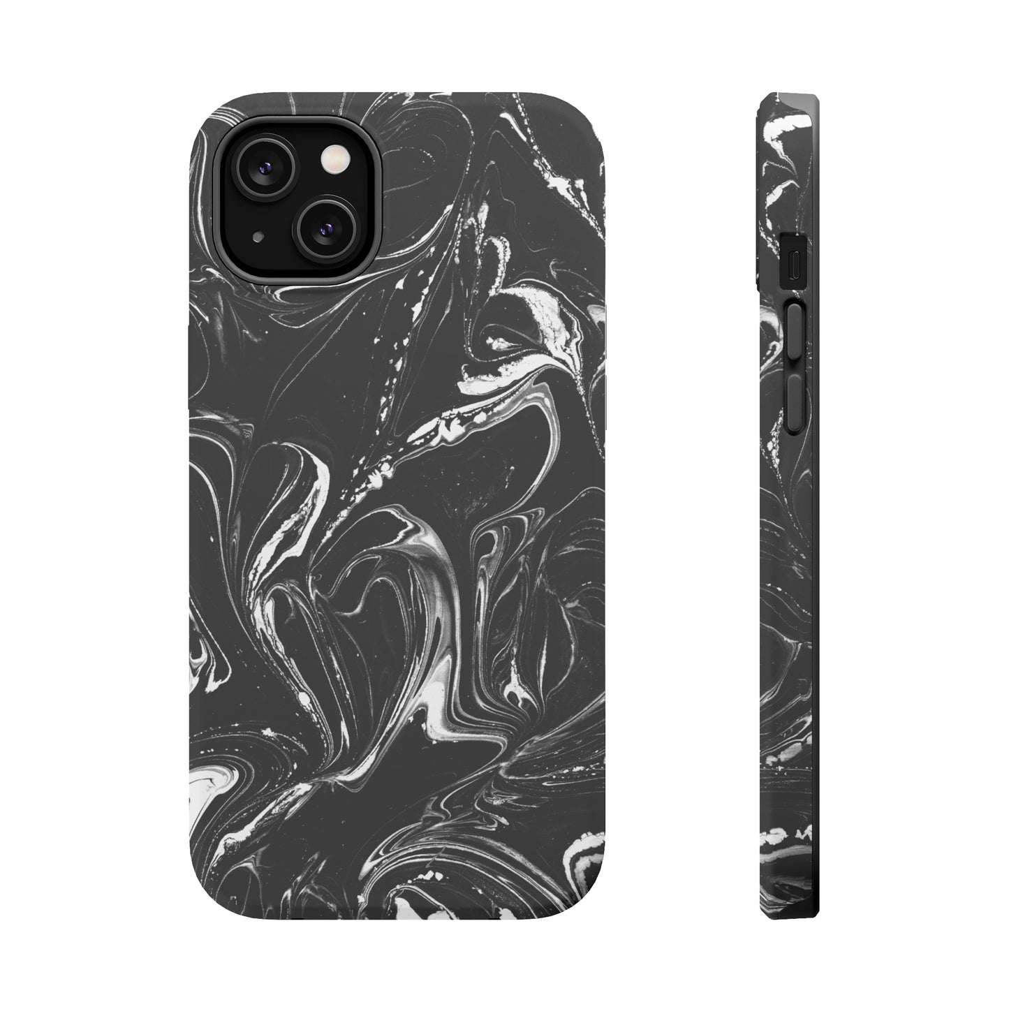 Grey & White liquid paint pattern MagSafe Tough Case