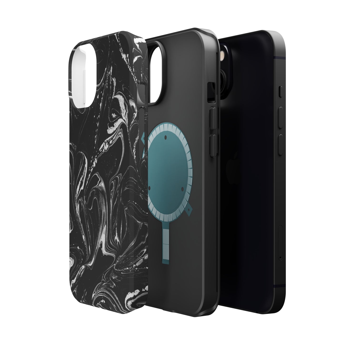 Grey & White liquid paint pattern MagSafe Tough Case